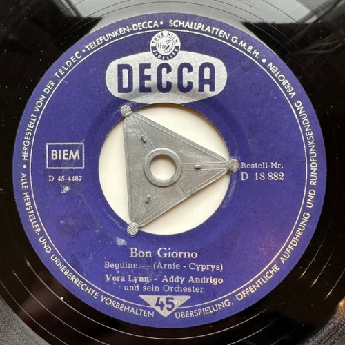 Vinyl / Vera Lynn, Addy Andrigo Und Sein Orchester - Bon Giorno / Sweetheart, My Darling, My Dear