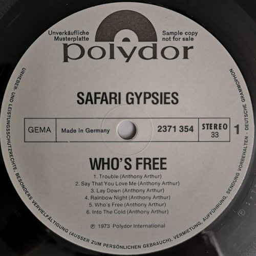 Vinyl / Safari Gypsies - Who's Free
