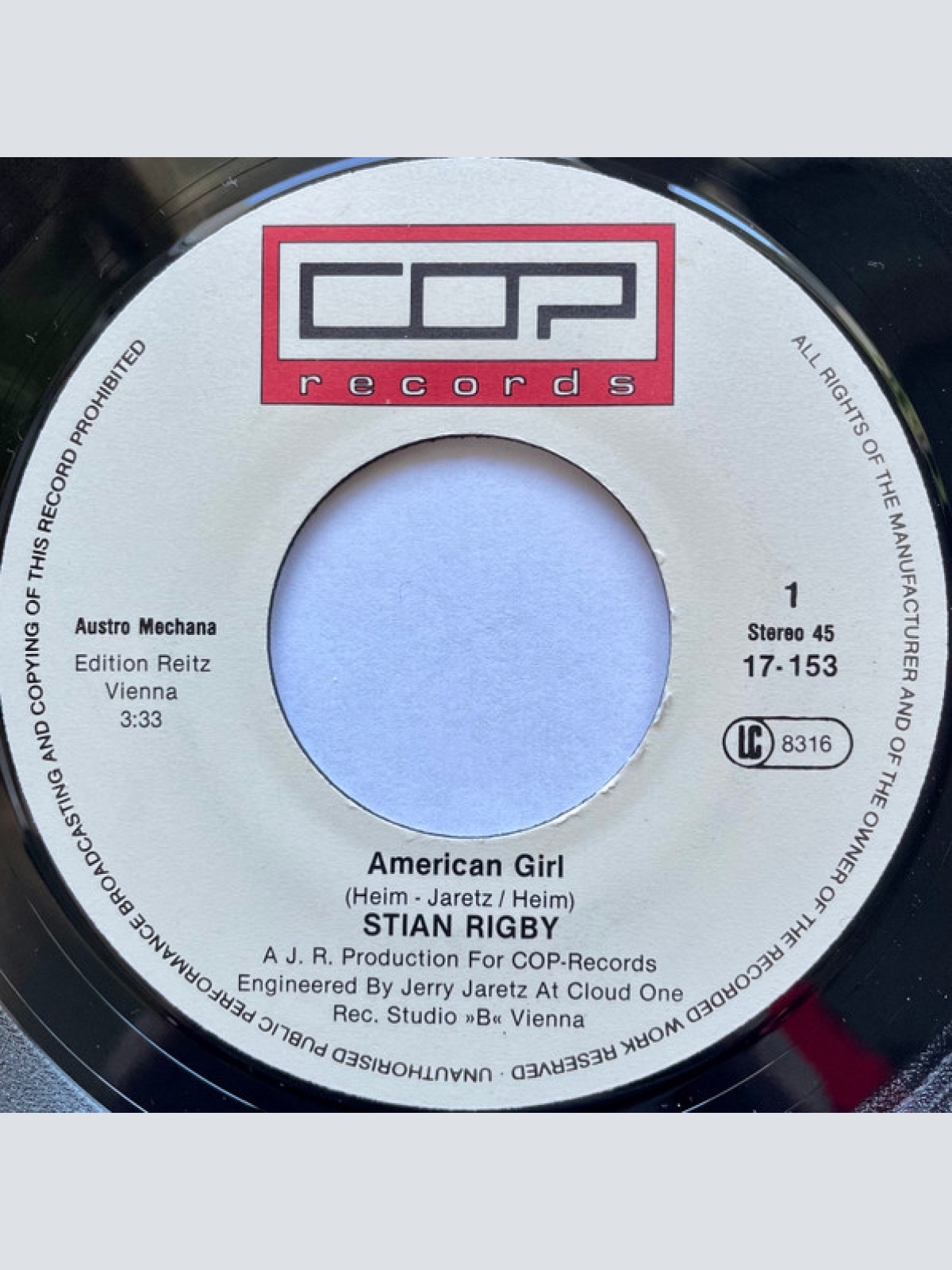 Vinyl / Stian Rigby - American Girl