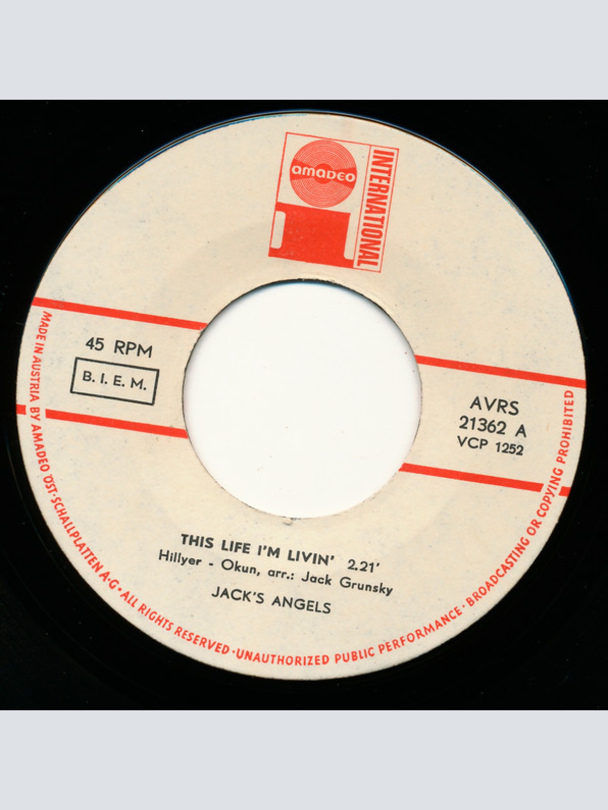 Vinyl / Jack's Angels - This Life I'm Livin' / Ten Thousand Candles