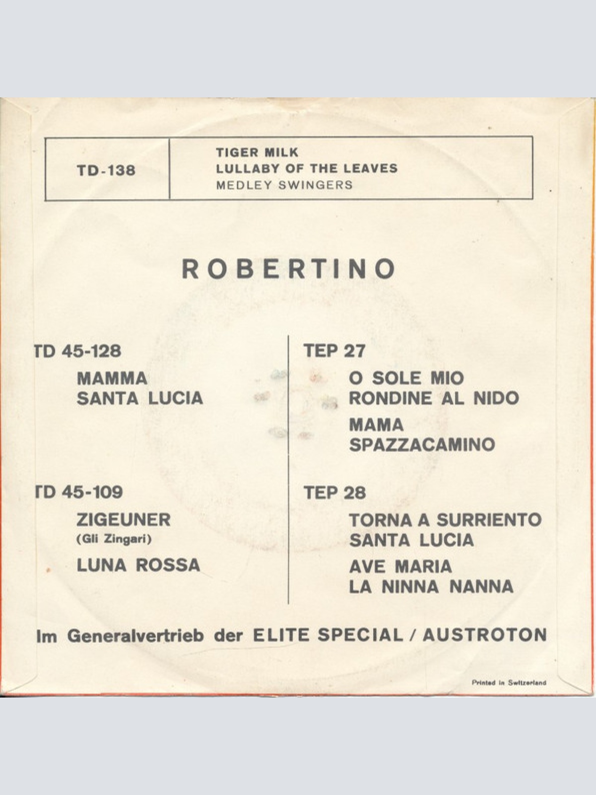 Vinyl / Medley Swingers - Tiger Milk / Lullaby Of The Leaves