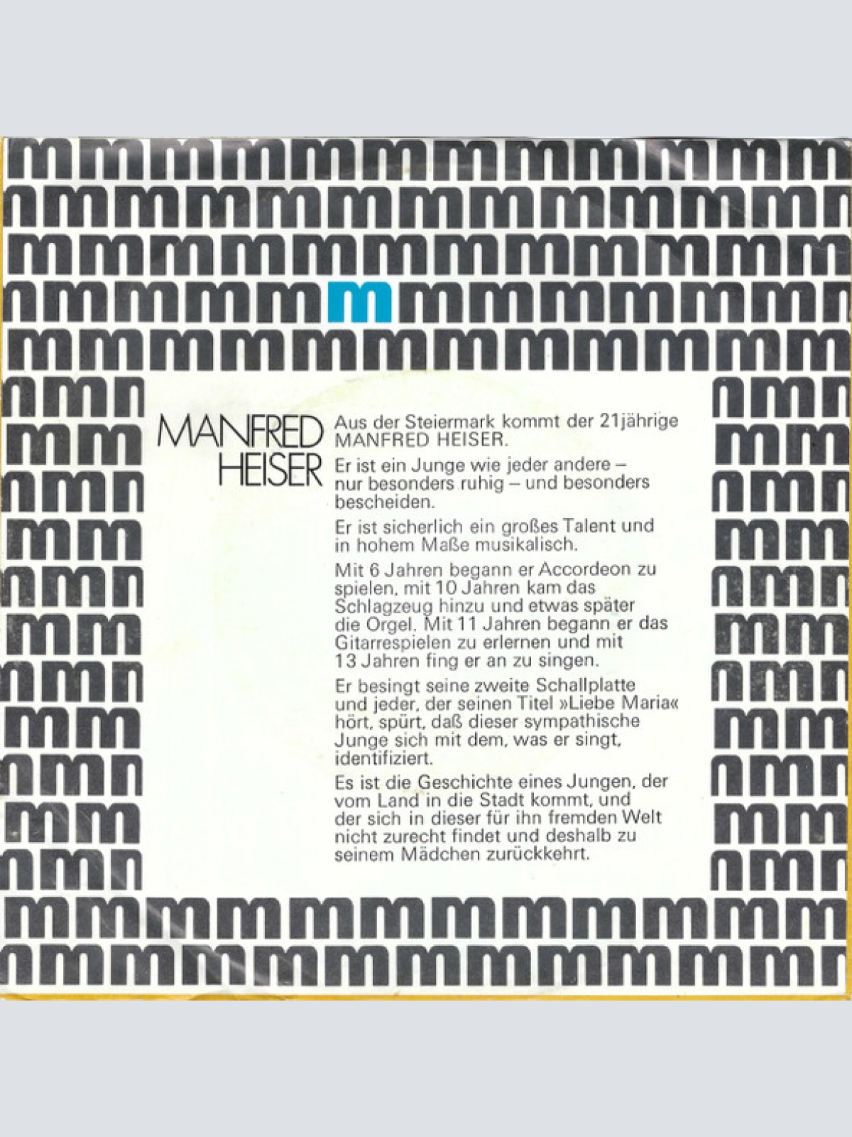 Vinyl / Manfred Heiser - Liebe Maria / Willst Du Mit Mir Tanzen