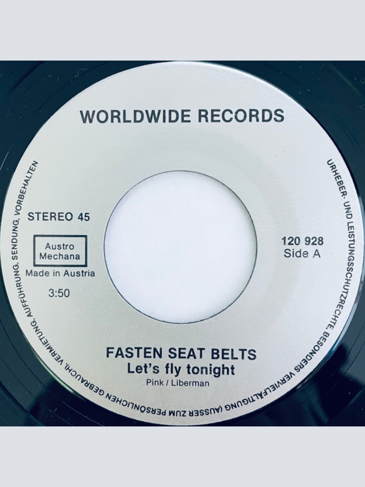 Vinyl / Fasten Seat Belts - Let's Fly Tonight