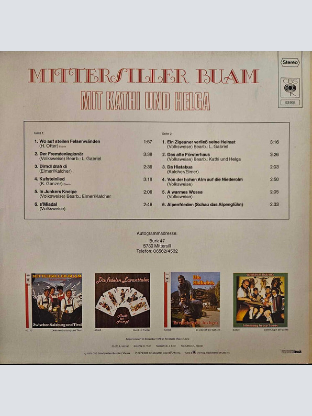 Vinyl / Mittersiller-Buam mit Kathi Und Helga - Schau Das Alpenglühn