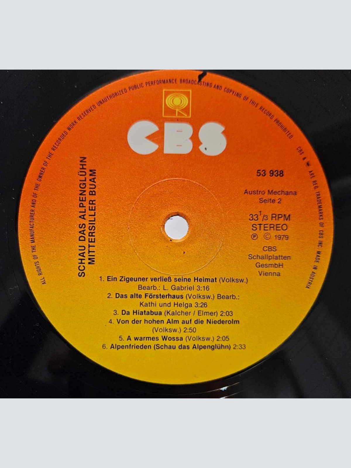 Vinyl / Mittersiller-Buam mit Kathi Und Helga - Schau Das Alpenglühn