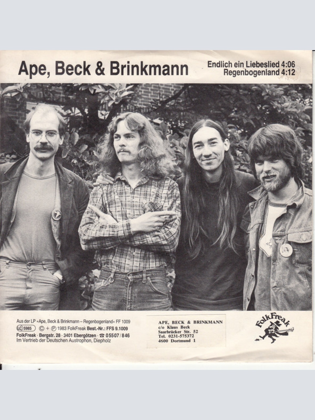 Vinyl / Ape, Beck & Brinkmann - Endlich Ein Liebeslied / Regenbogenland