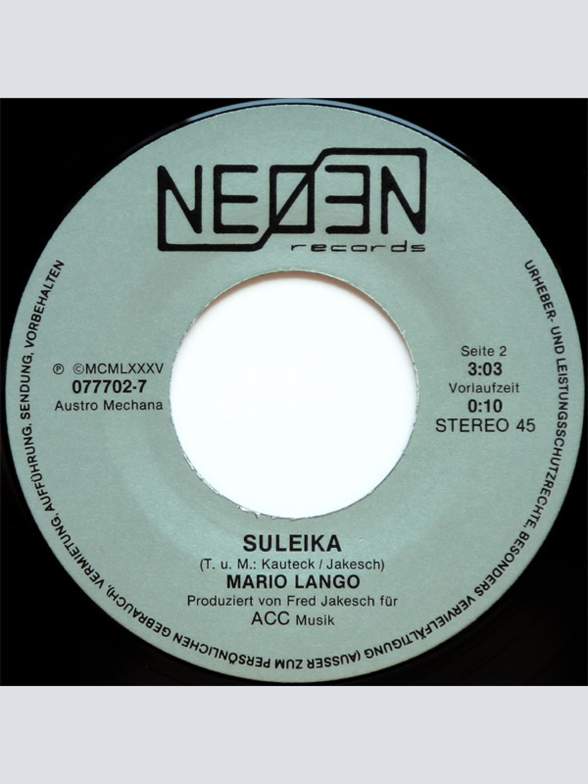 Vinyl / Mario Lango - Schade Schade / Suleika