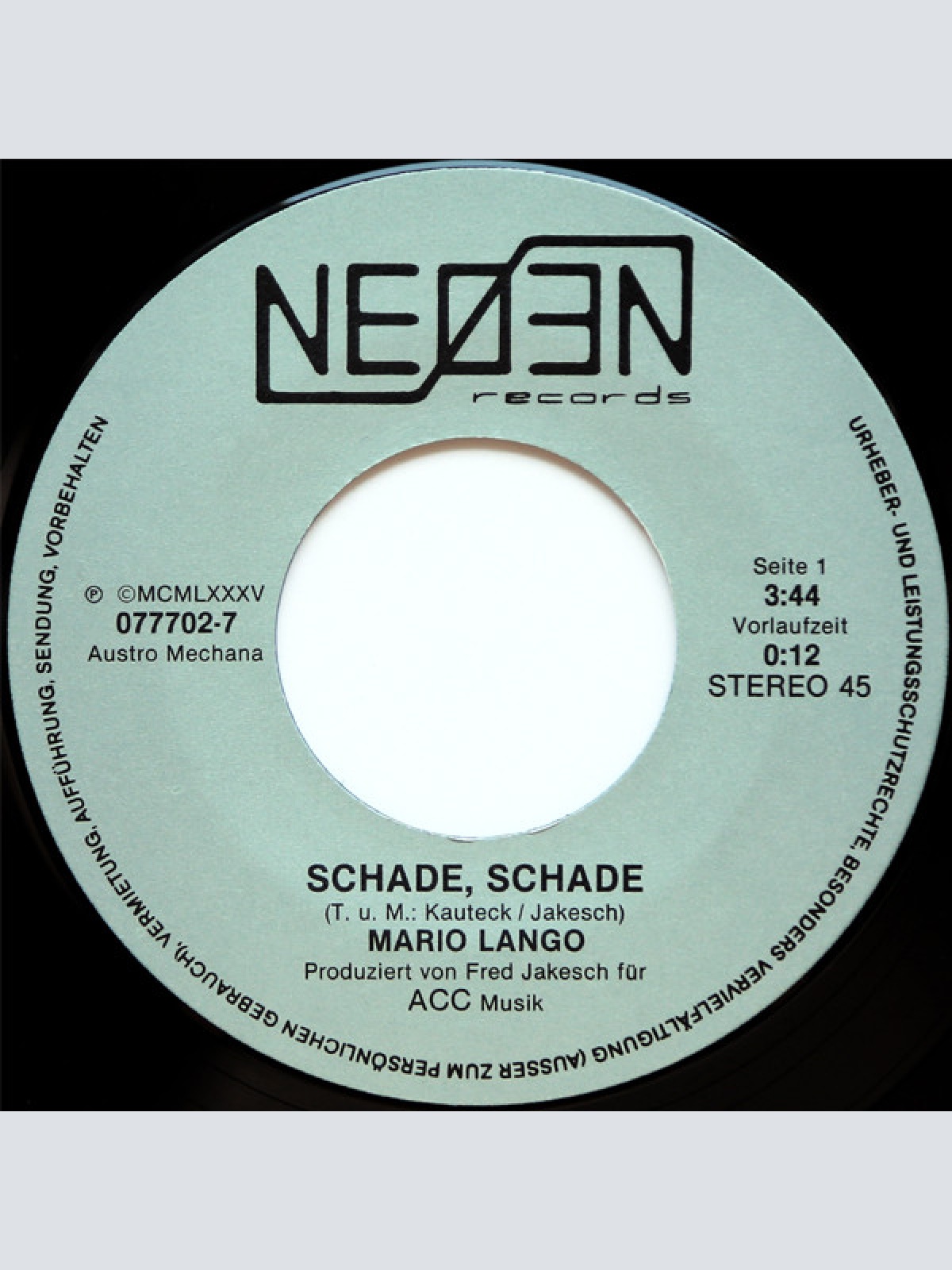 Vinyl / Mario Lango - Schade Schade / Suleika