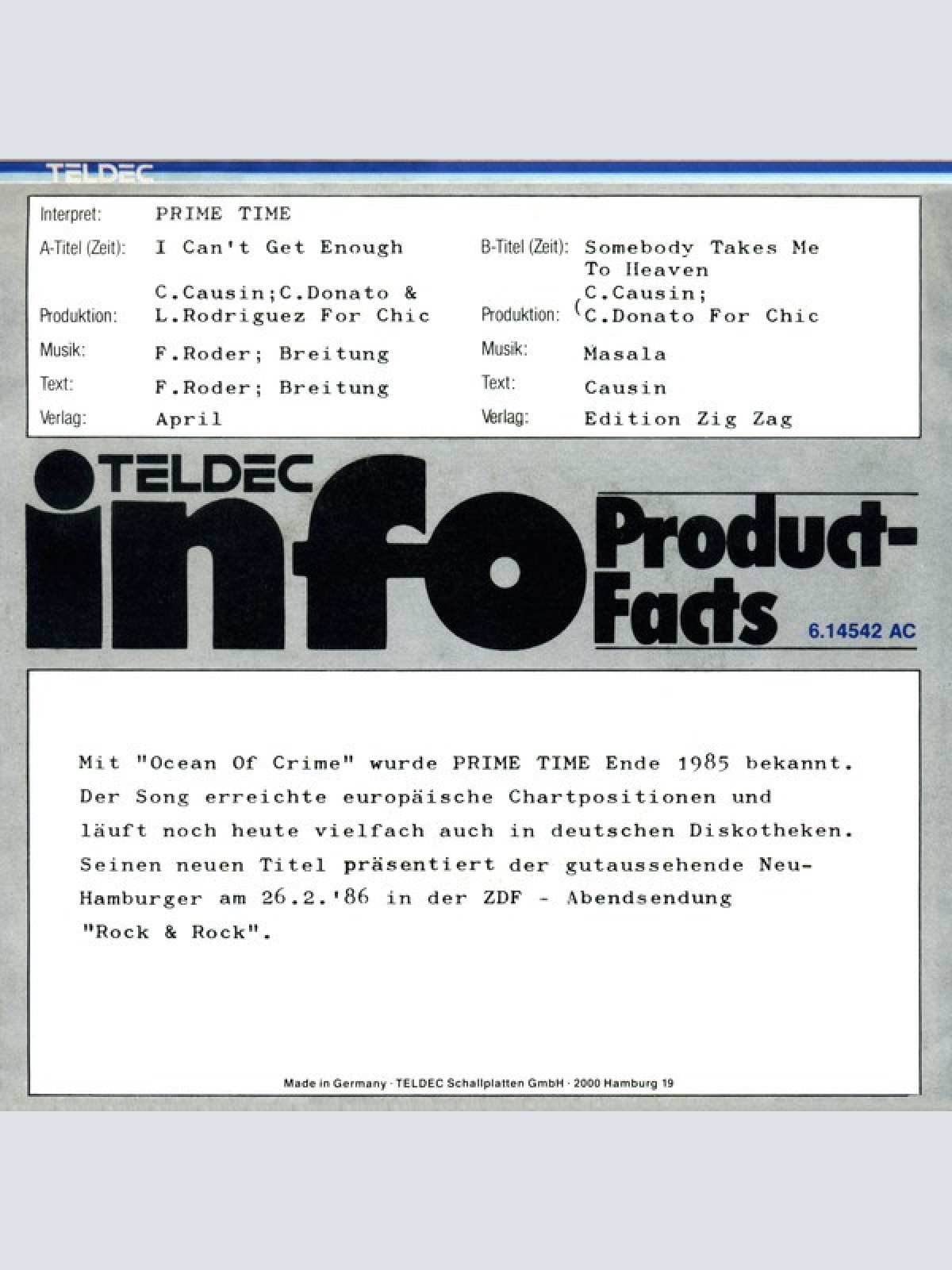 Vinyl / Prime Time (2) - I Can't Get Enough