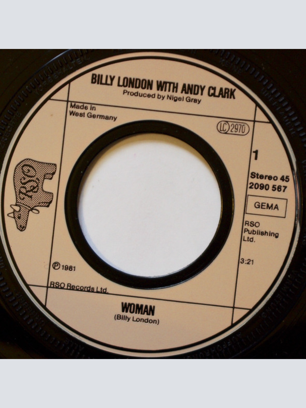 Vinyl / Billy London And Andy Clark - Woman