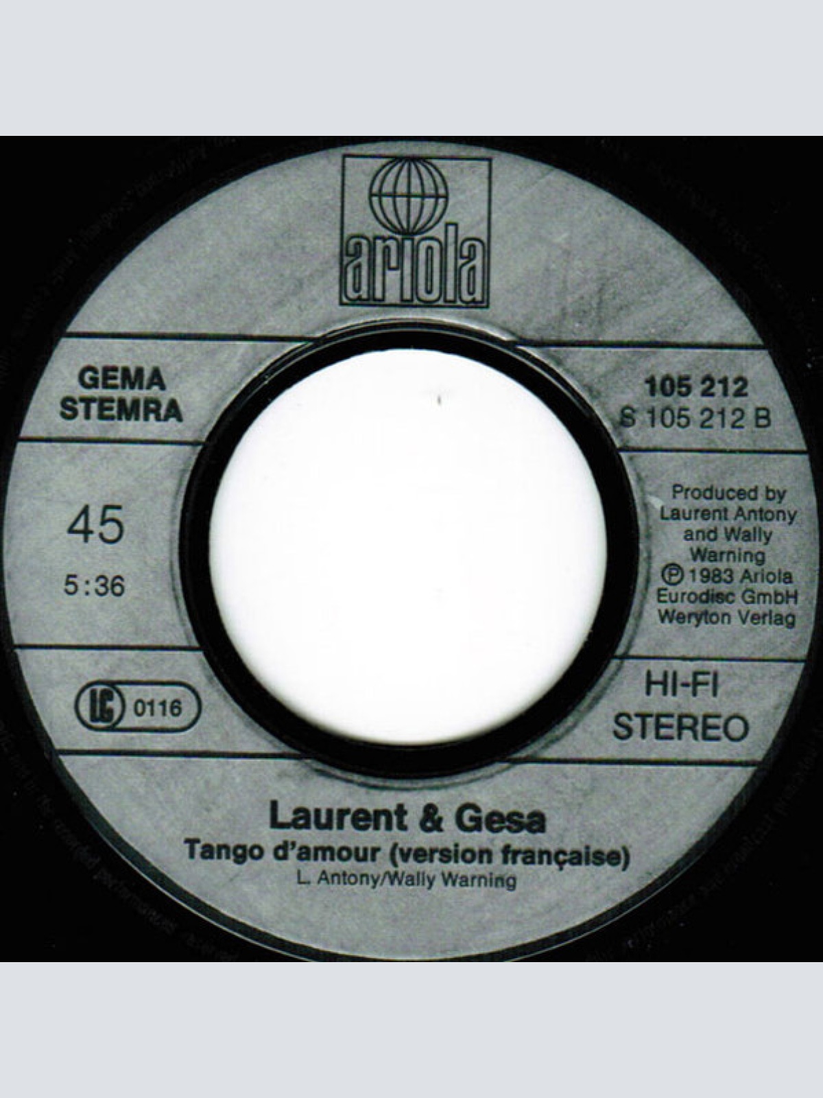 Vinyl / Laurent* & Gesa (2) - Tango