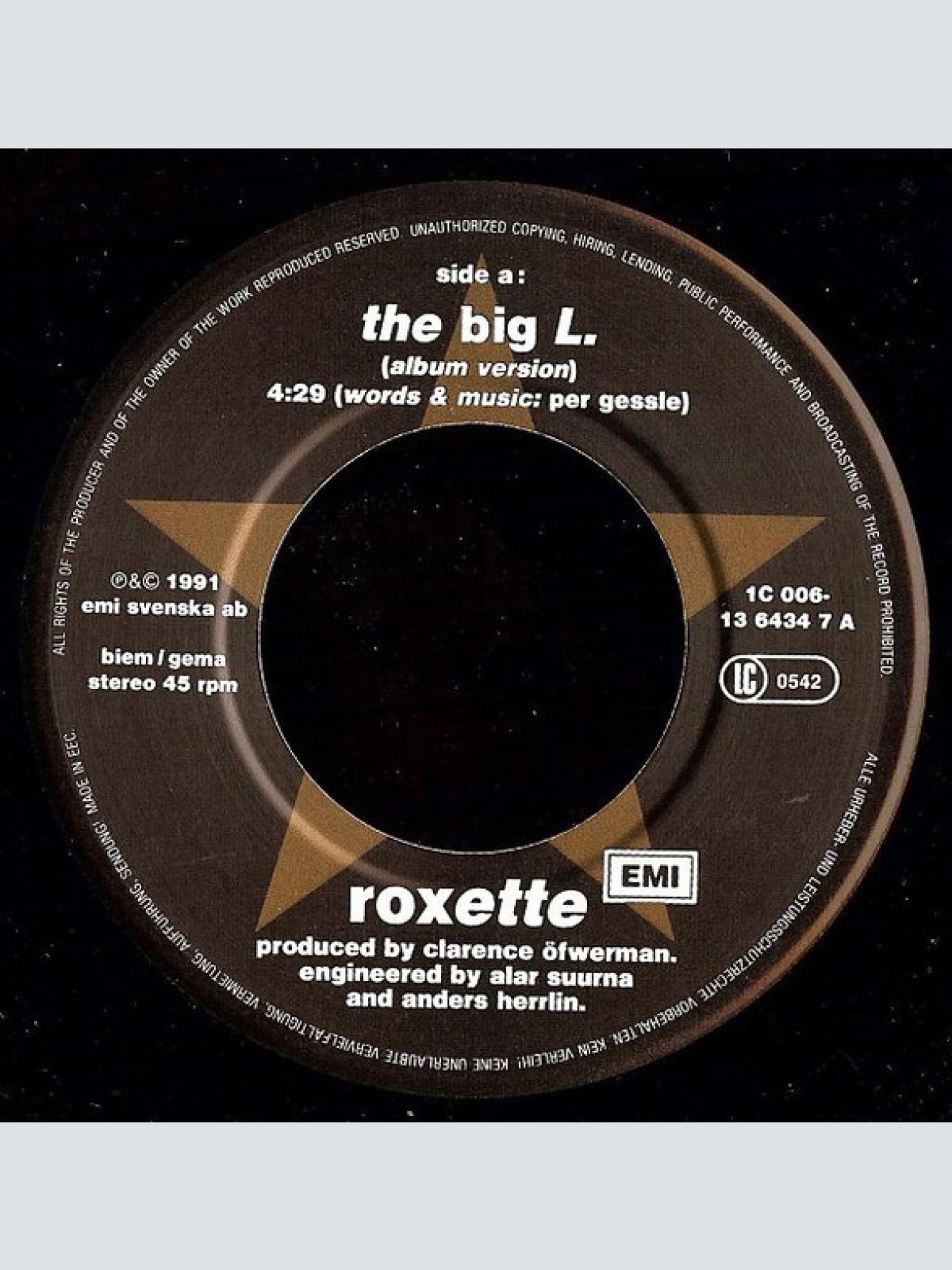 Vinyl / Roxette - The Big L.