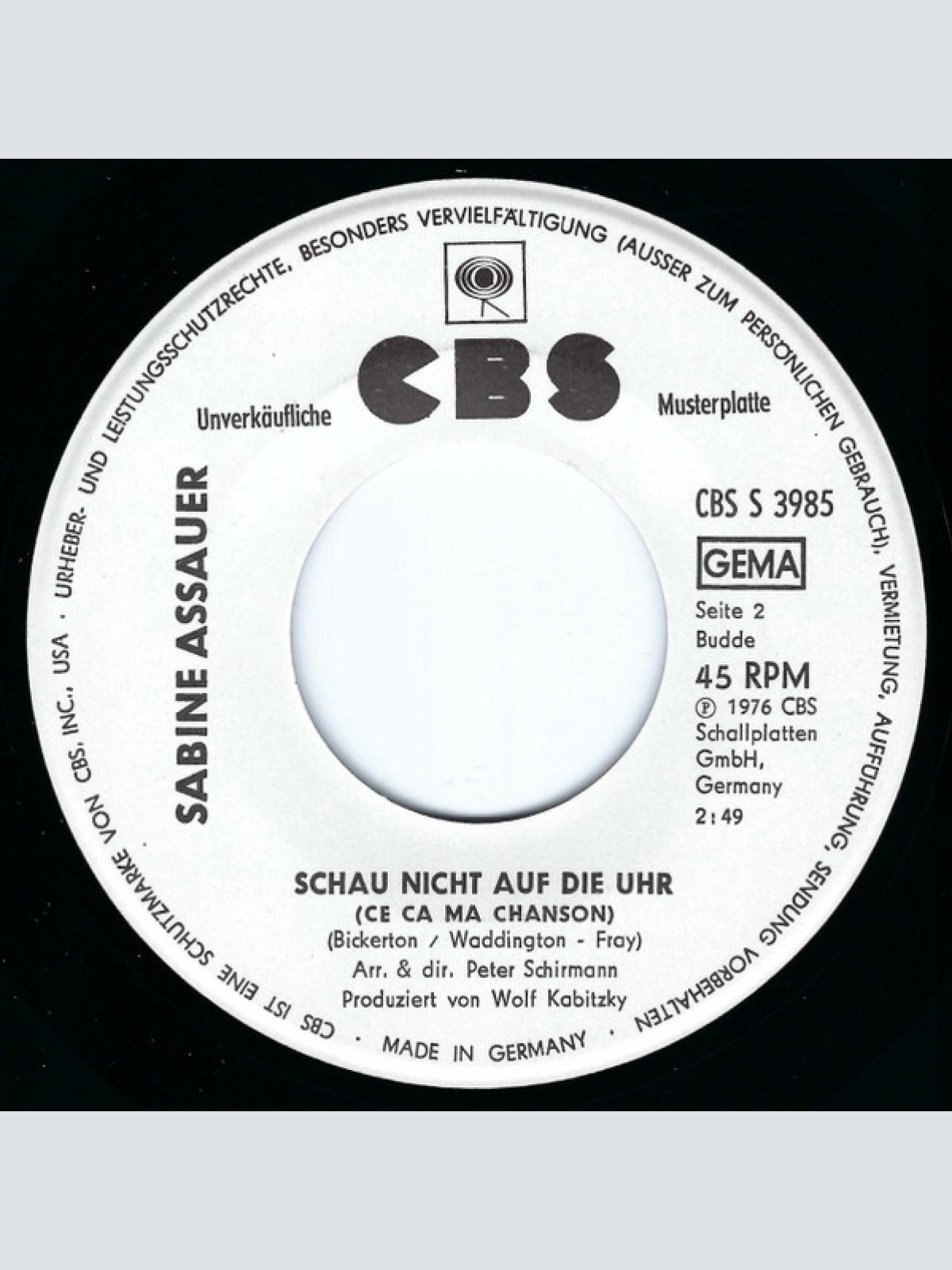 Vinyl / Sabine Assauer - Ich Freu' Mich Auf Ein Wiederseh'n (Casino De Paris)