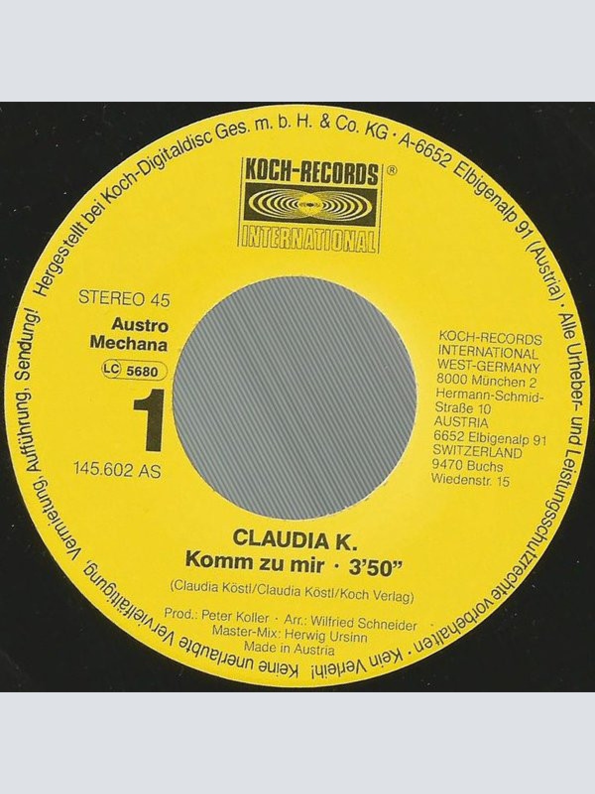 Vinyl / Claudia K. - Komm Zu Mir