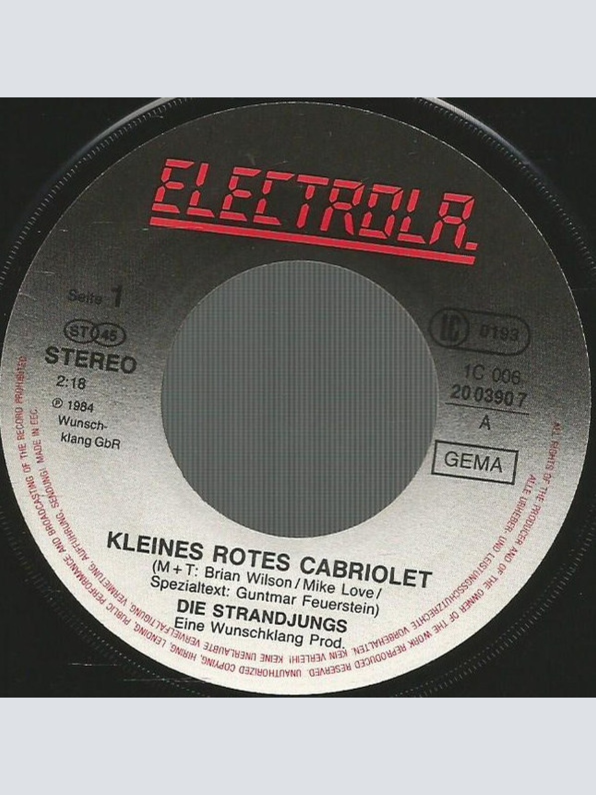 Vinyl / Die Strandjungs* - Kleines Rotes Cabriolet