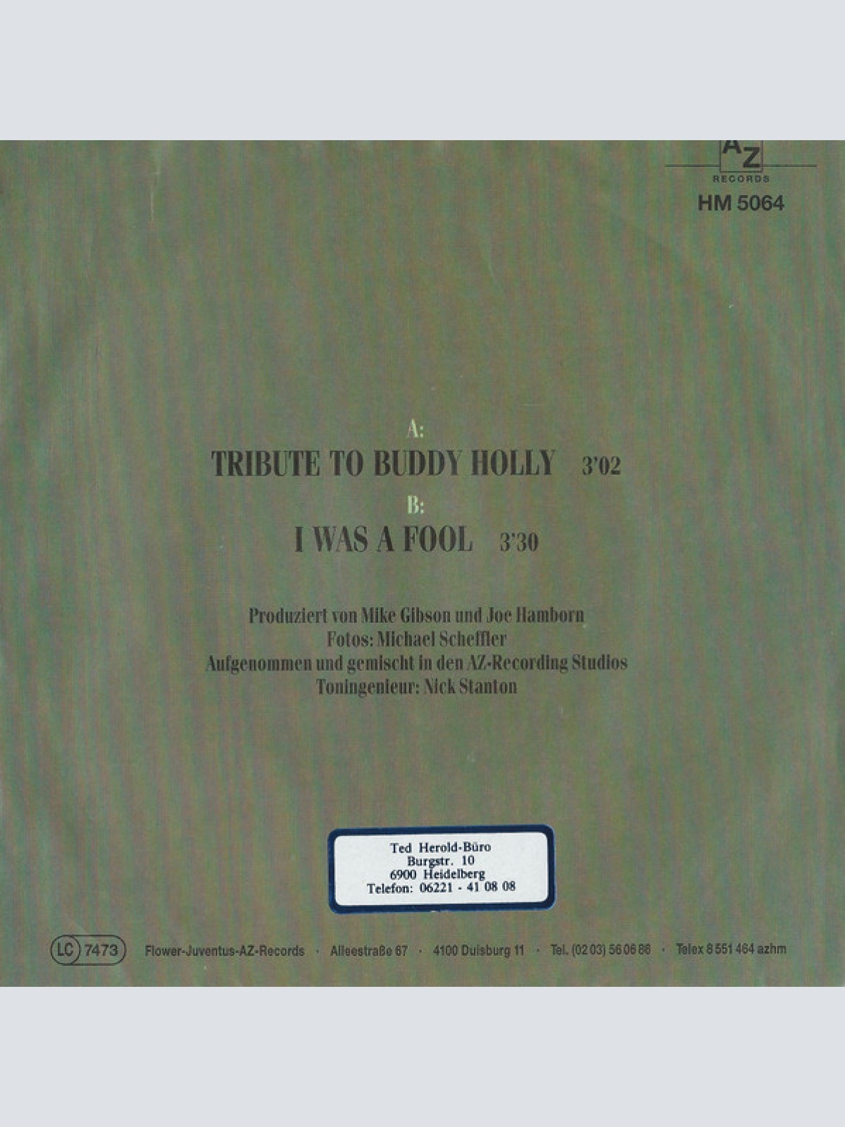 Vinyl / Ted Herold - Tribute To Buddy Holly