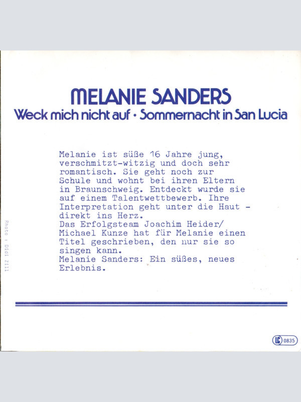 Vinyl / Melanie Sanders - Weck Mich Nicht Auf