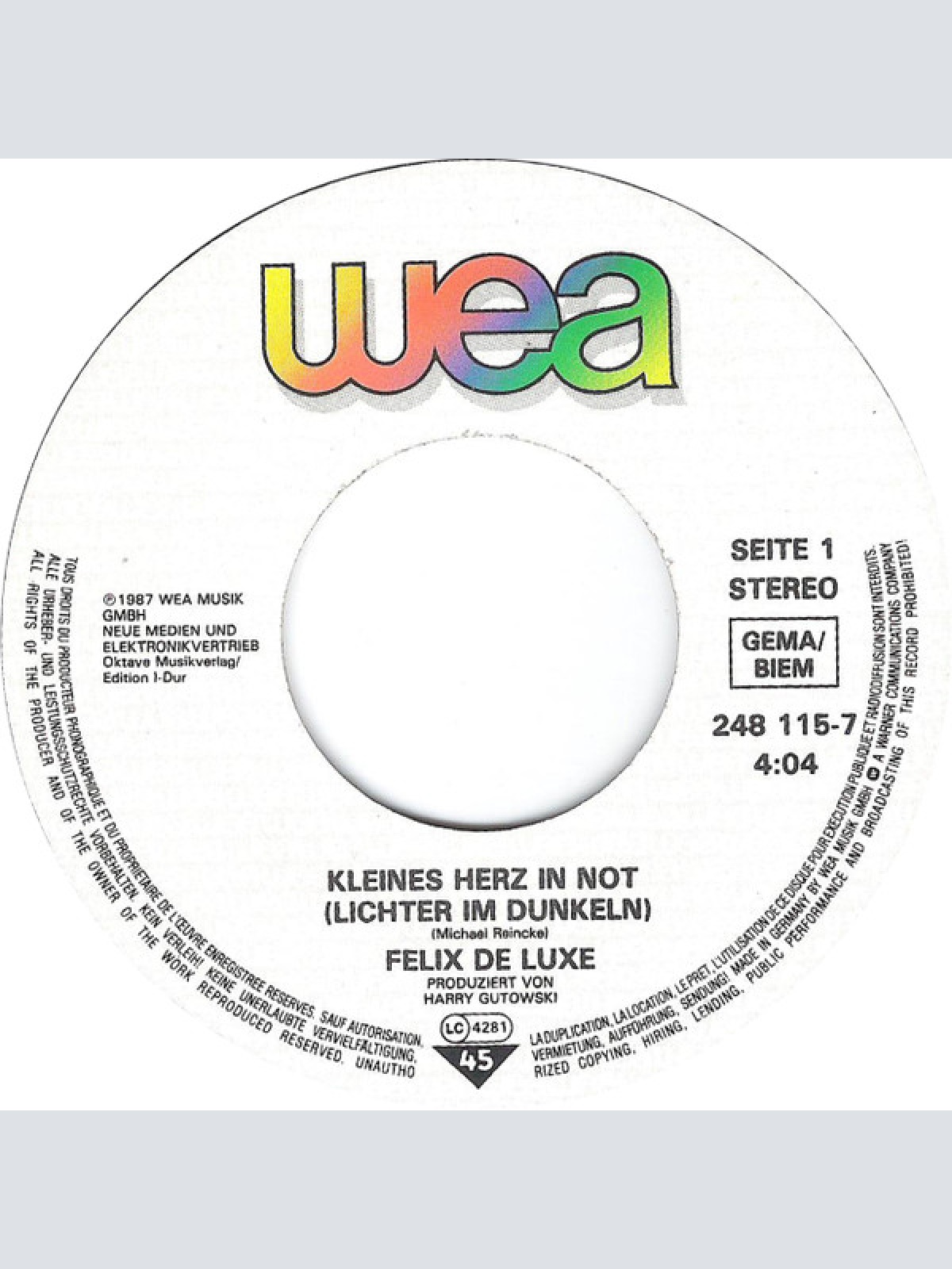 Vinyl / Felix De Luxe - Kleines Herz In Not