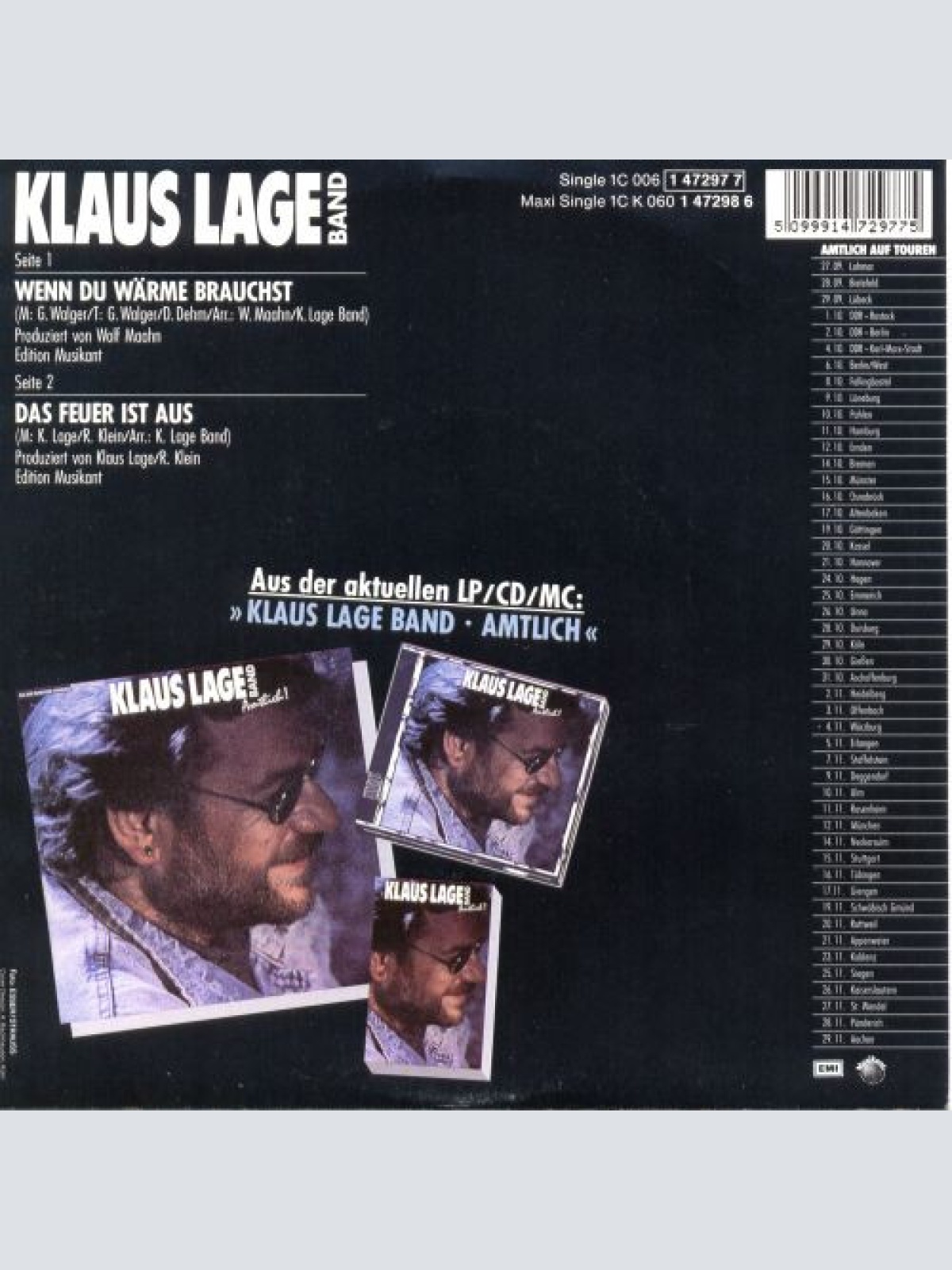 Vinyl / Klaus Lage Band - Wenn Du Wärme Brauchst
