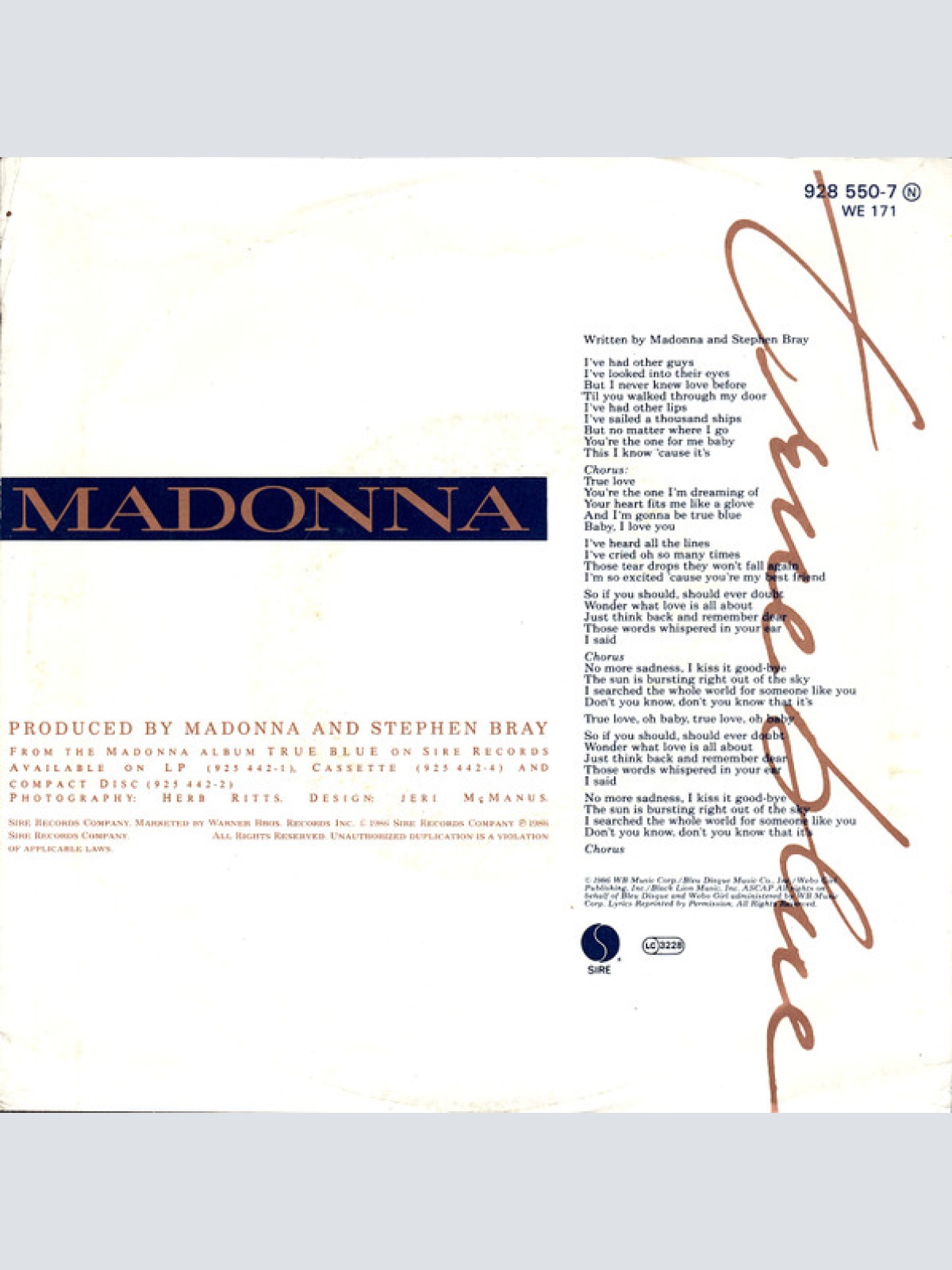 Vinyl / Madonna - True Blue (Remix/Edit)