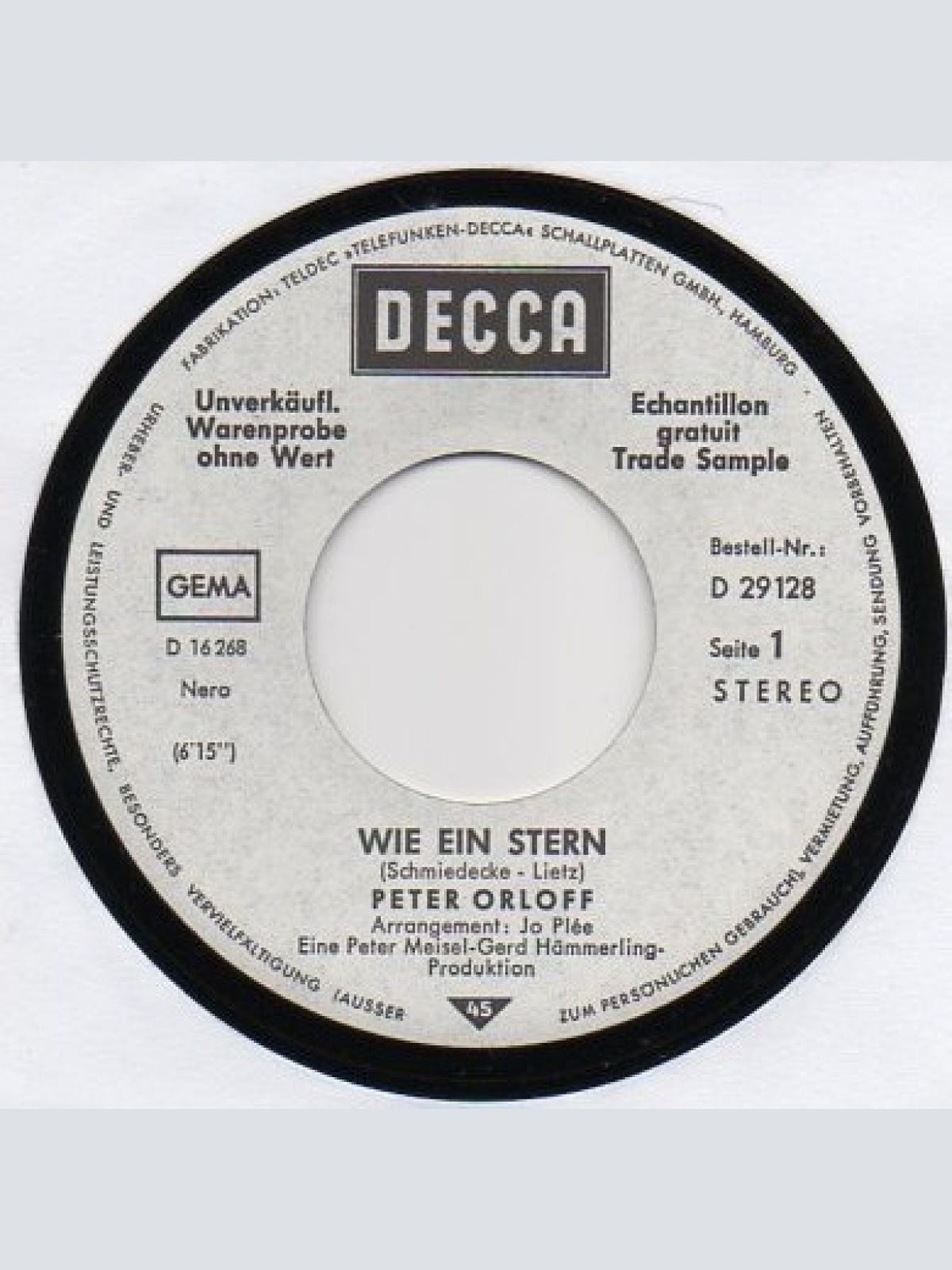 Vinyl / Peter Orloff - Wie ein Stern