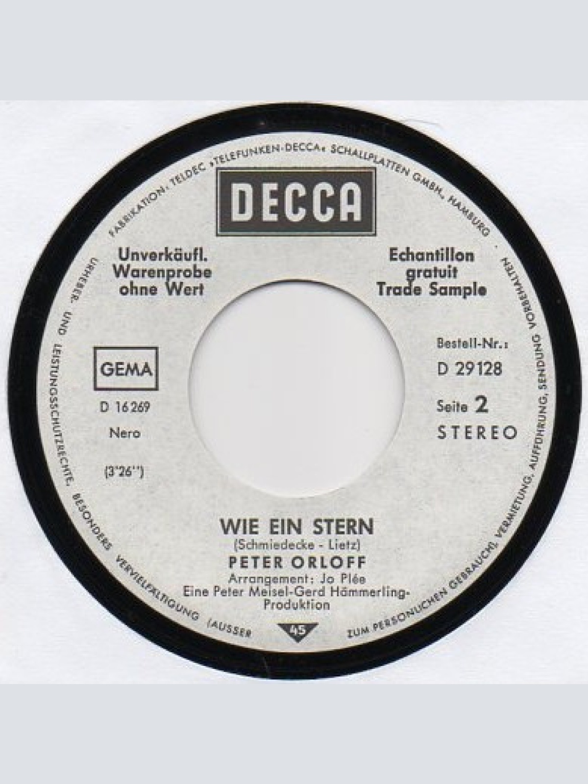 Vinyl / Peter Orloff - Wie ein Stern