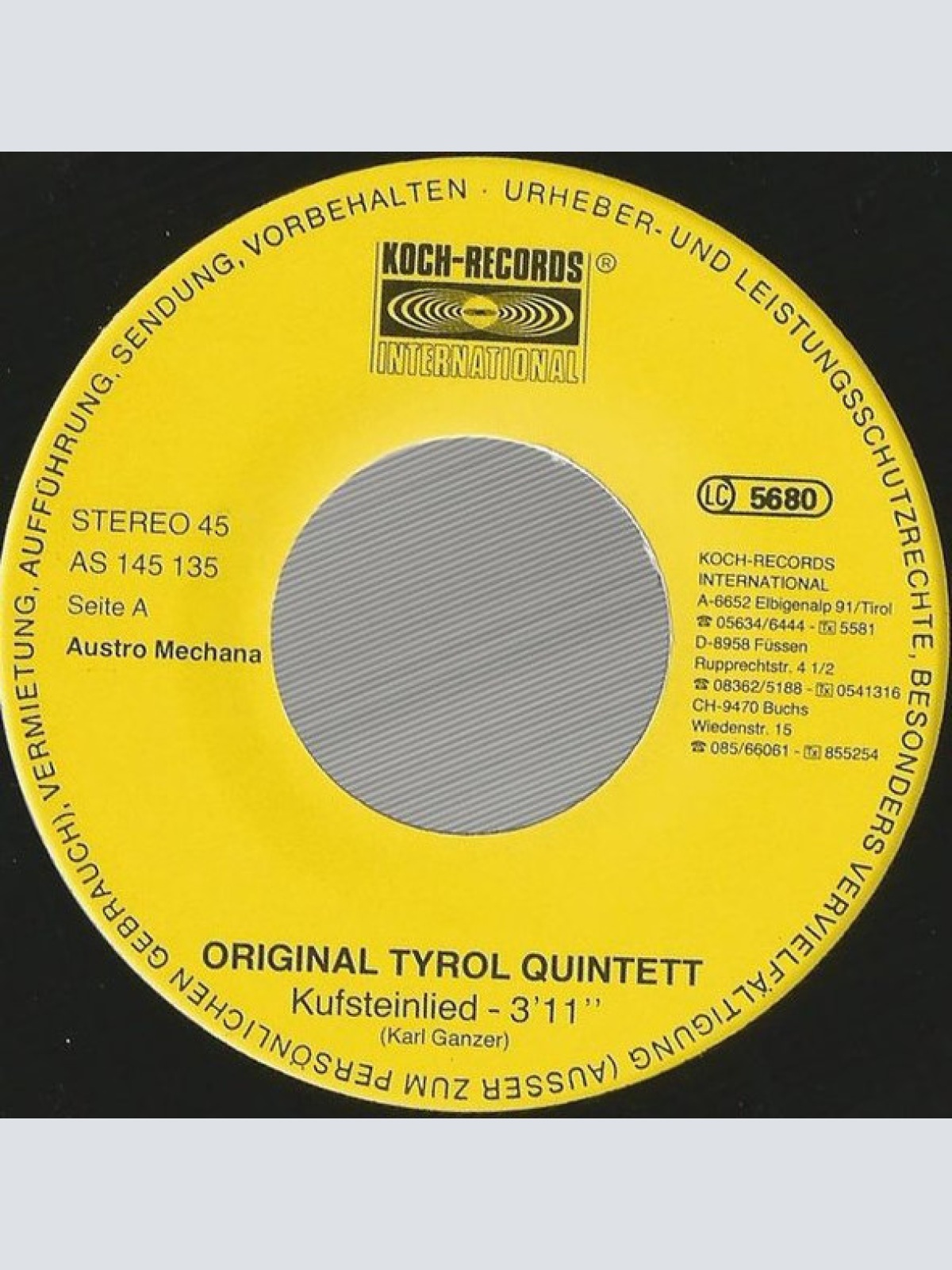 Vinyl / Original Tyrol Quintett - Kufsteinlied