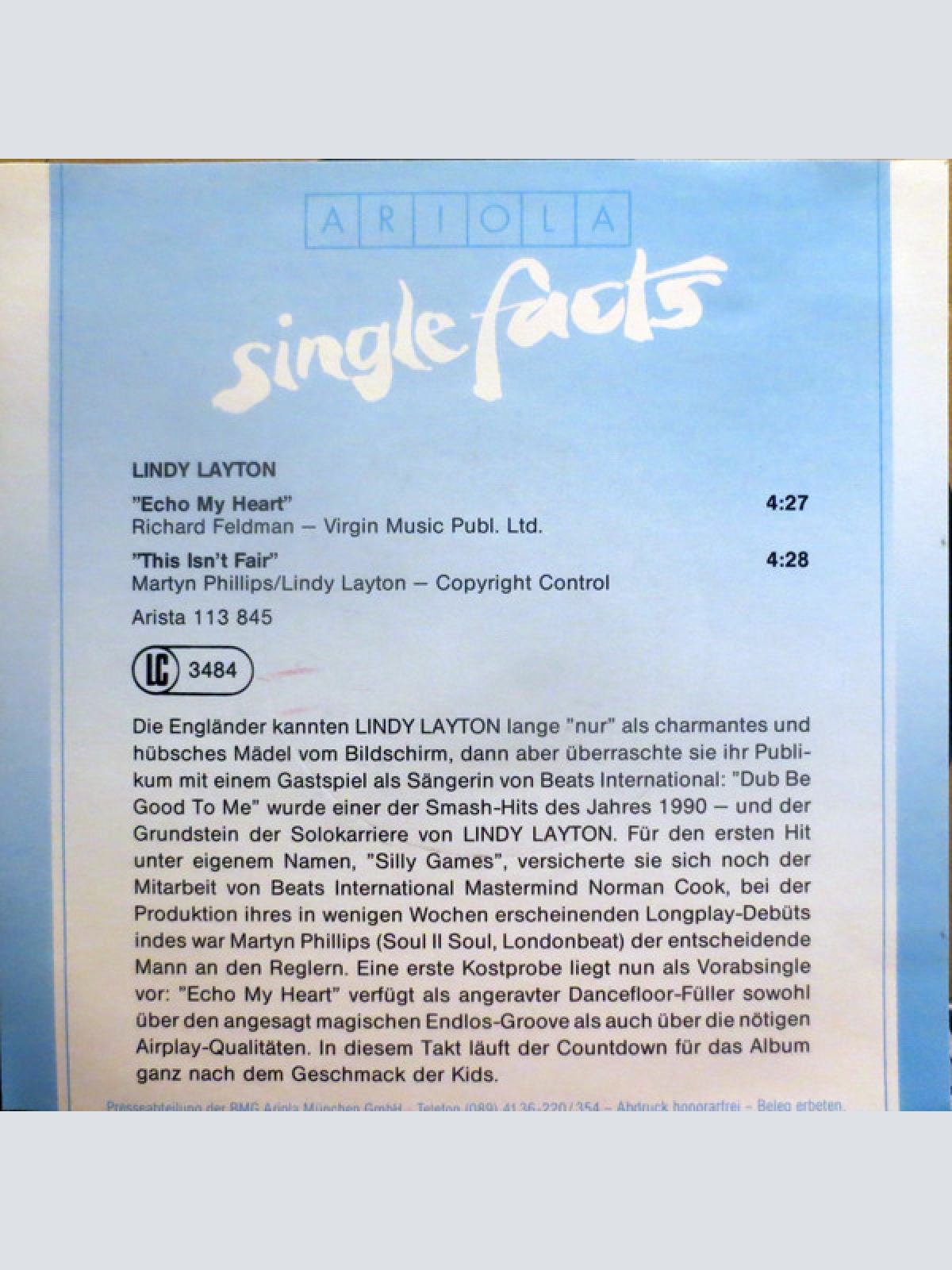 Vinyl / Lindy Layton - Echo My Heart