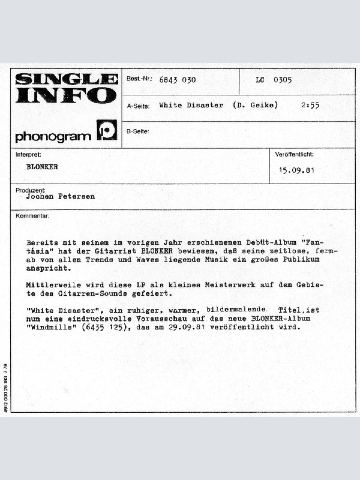 Vinyl / Blonker - White Disaster