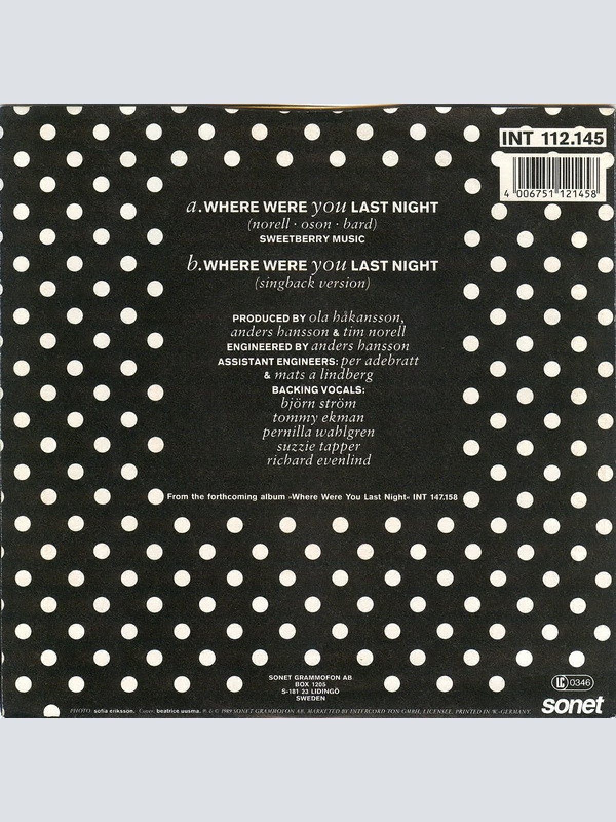 Vinyl / Ankie Bagger - Where Were You Last Night