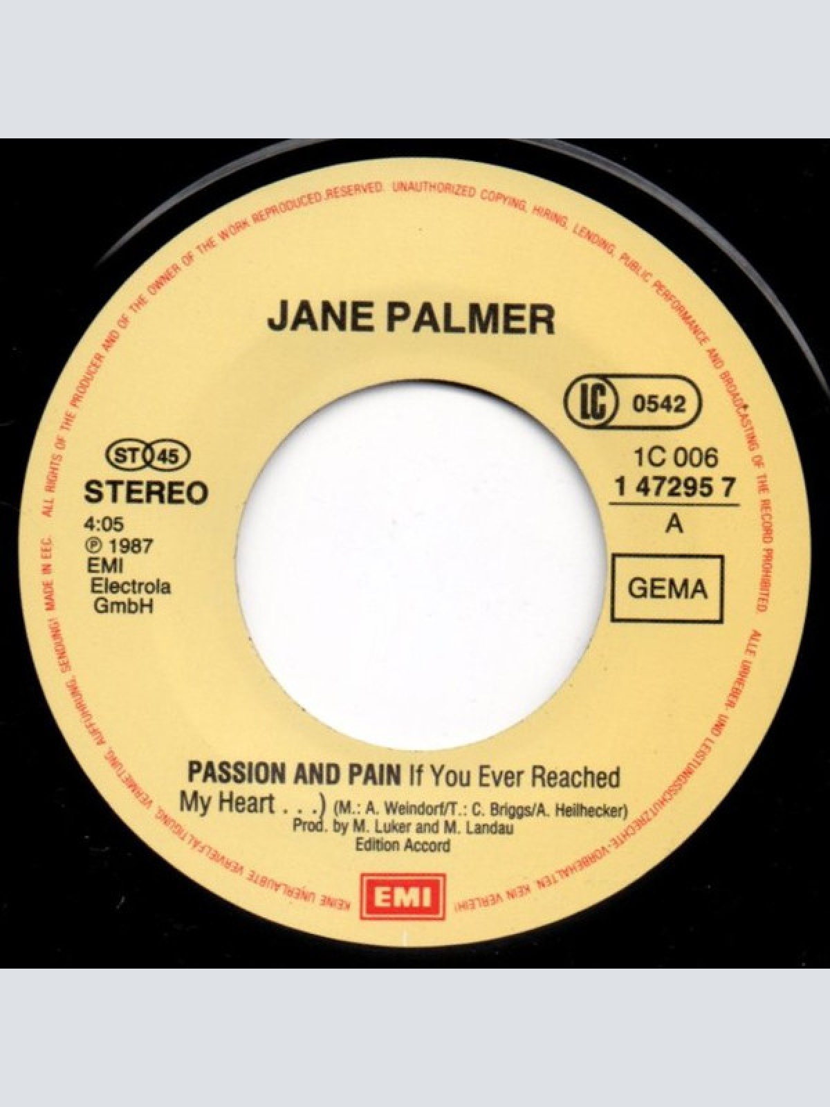 Vinyl / Jane Palmer - Passion & Pain