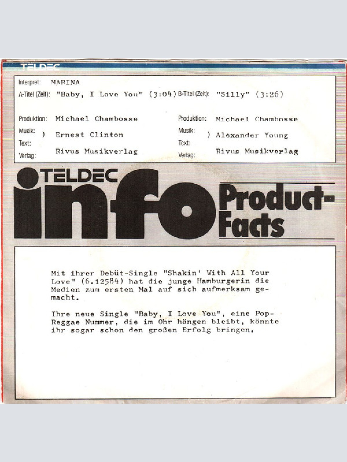 Vinyl / Marina (12) - Baby, I Love You