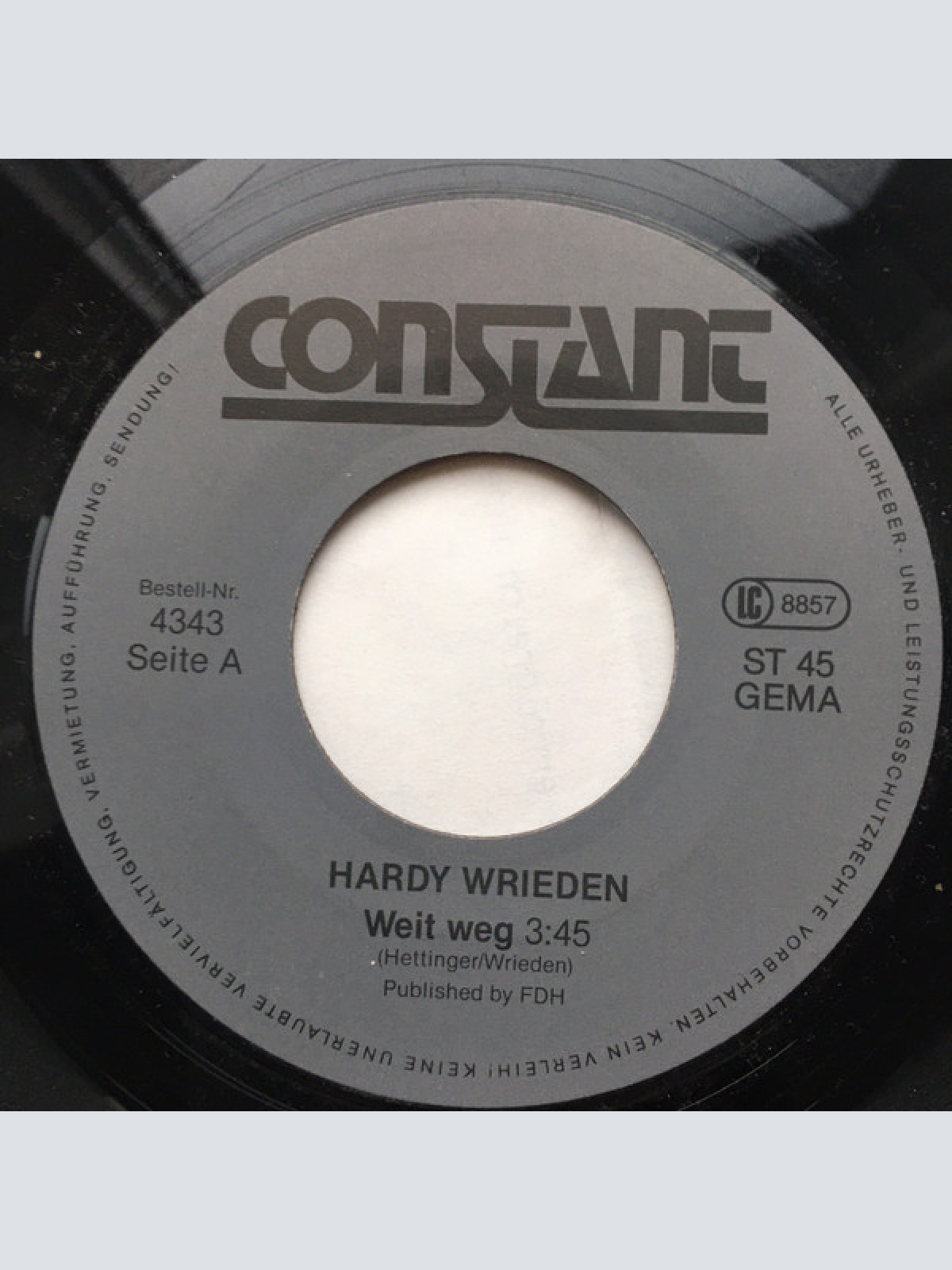 Vinyl / Hardy Wrieden Band - Weit Weg / Halt Mich Fest