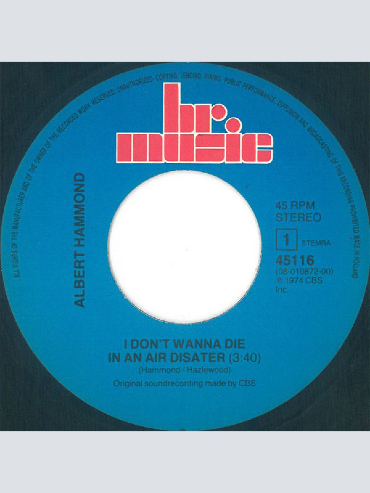 Vinyl / Albert Hammond - I Don't Wanna Die In An Air Disaster / I'm A Train