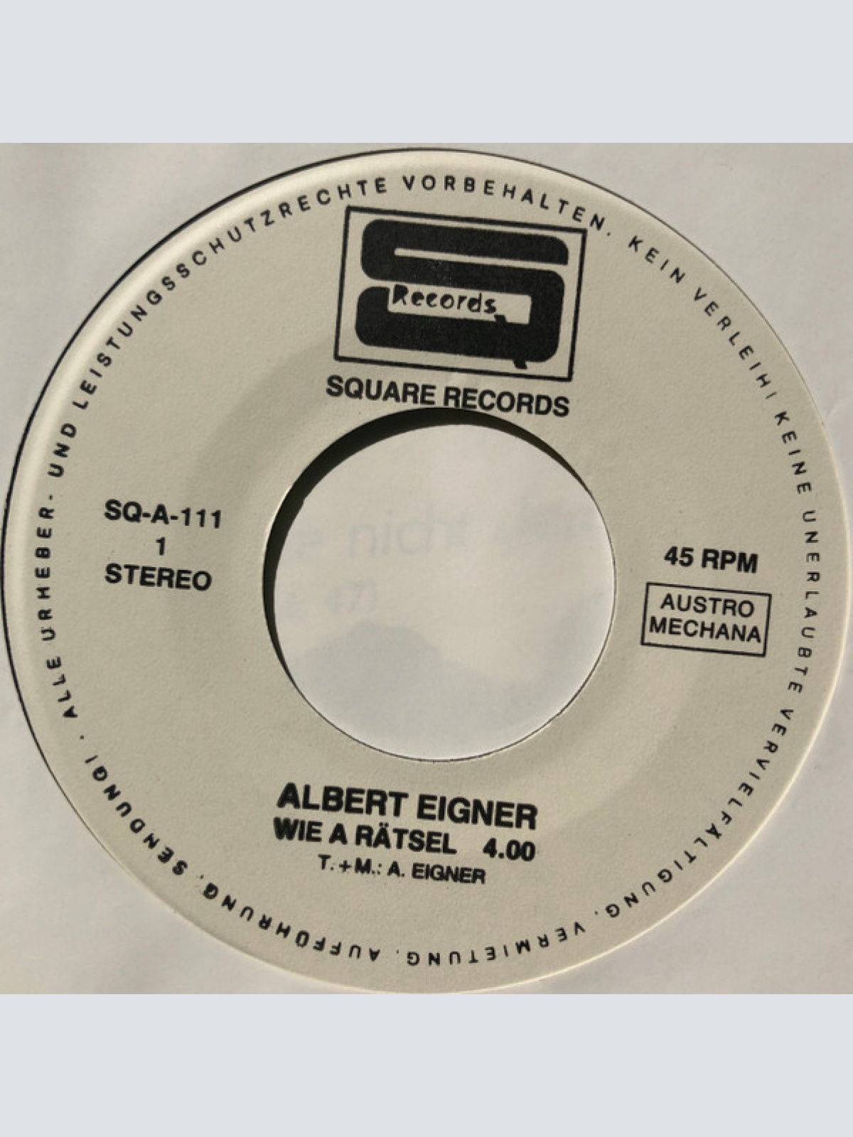 Vinyl / Albert Eigner - Wie A Rätsel