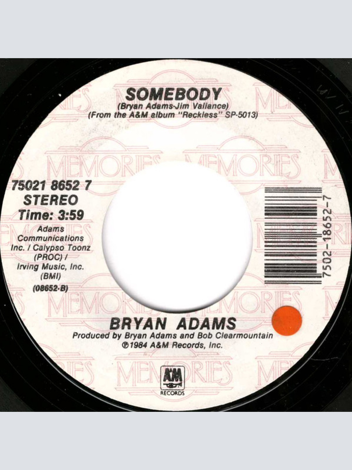 Vinyl / Bryan Adams - Run To You / Somebody