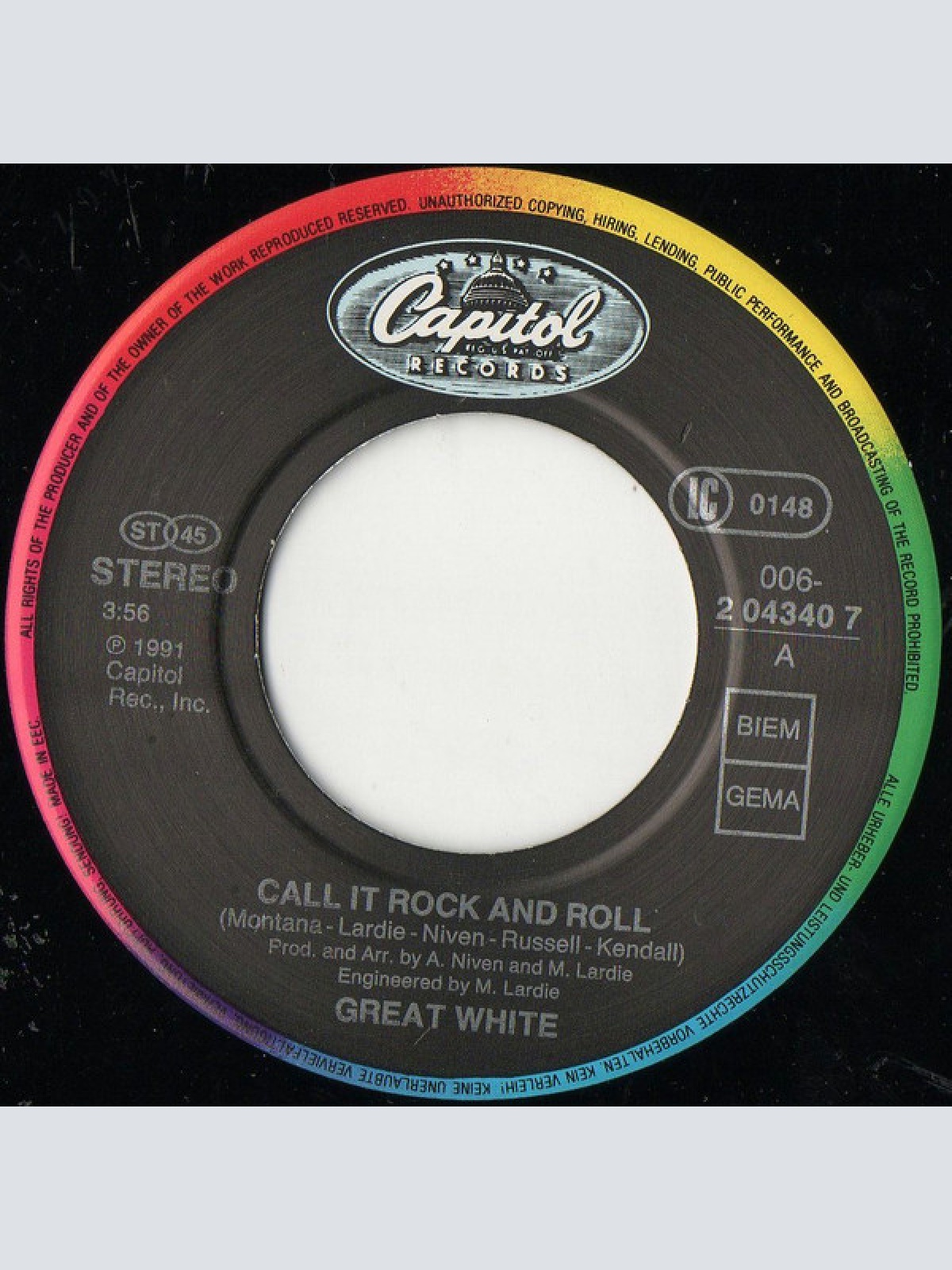 Vinyl / Great White - Call It Rock'n'Roll