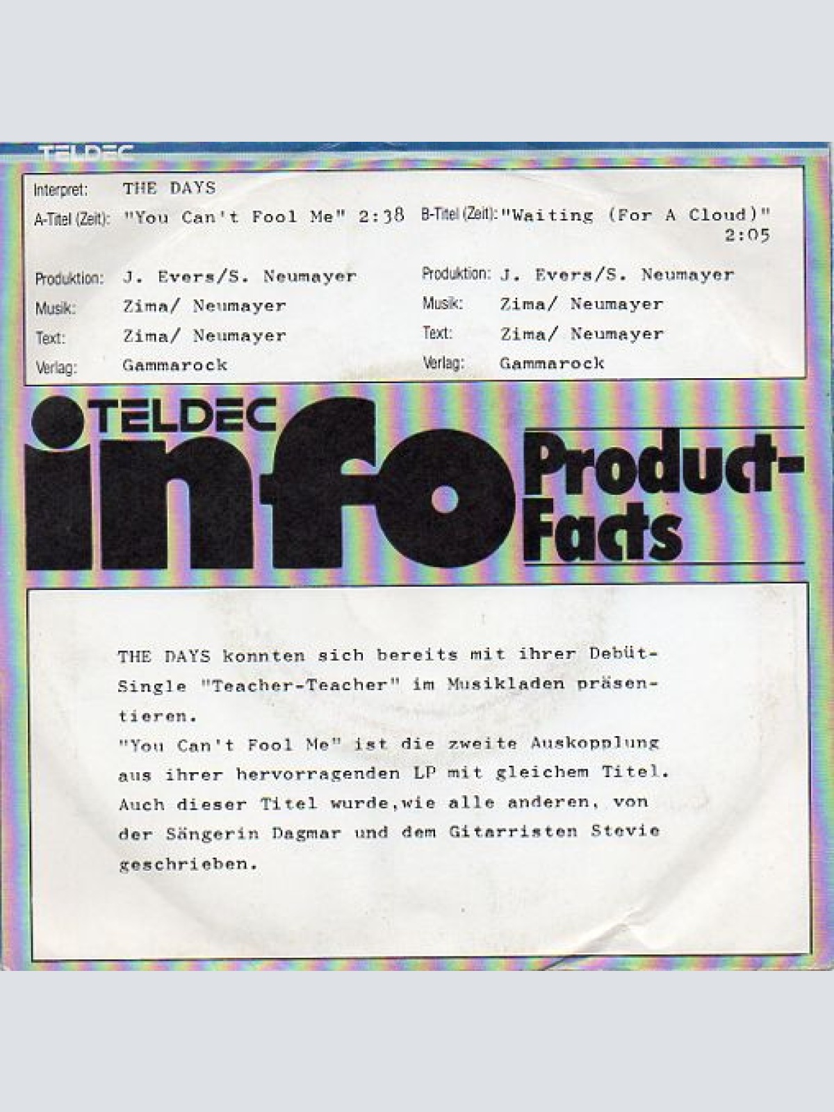 Vinyl / The Days - You Can't Fool Me