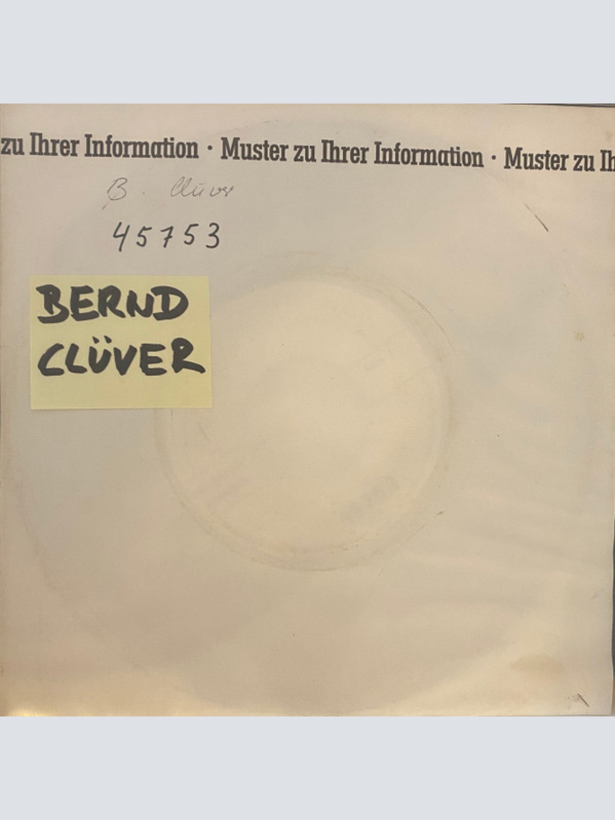 Vinyl / Bernd Clüver - Denkst Du Vielleicht, Ich Bin Aus Stein