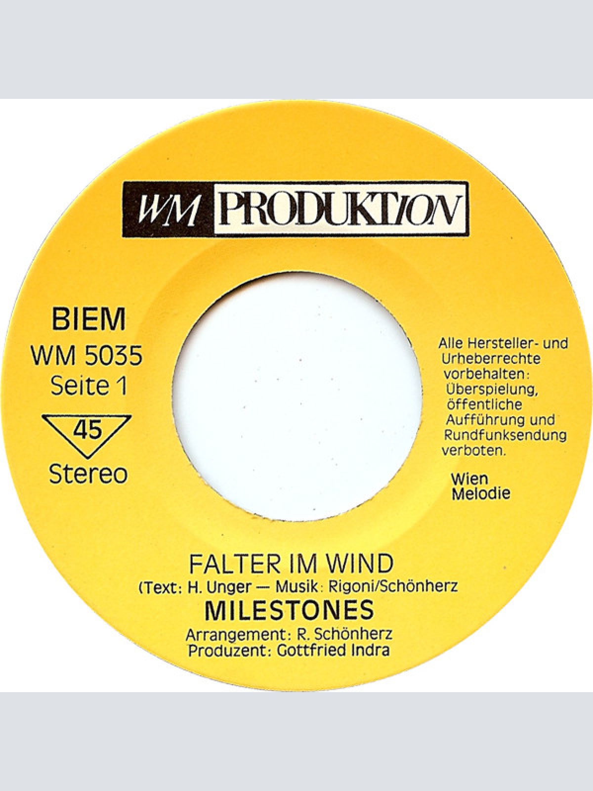 Vinyl / Milestones - Falter Im Wind / Du Schöner Tag