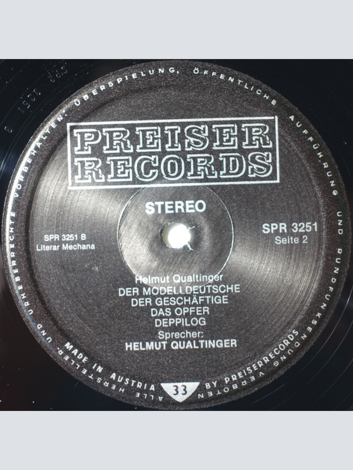 Vinyl / Helmut Qualtinger - Der Mörder Und Andere Leut'