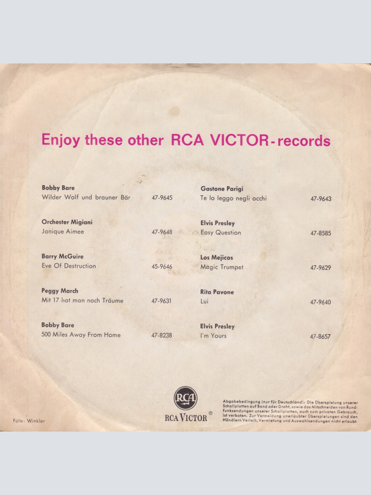 Vinyl / Peggy March - Die Schönen Stunden Gehen Schnell Vorbei