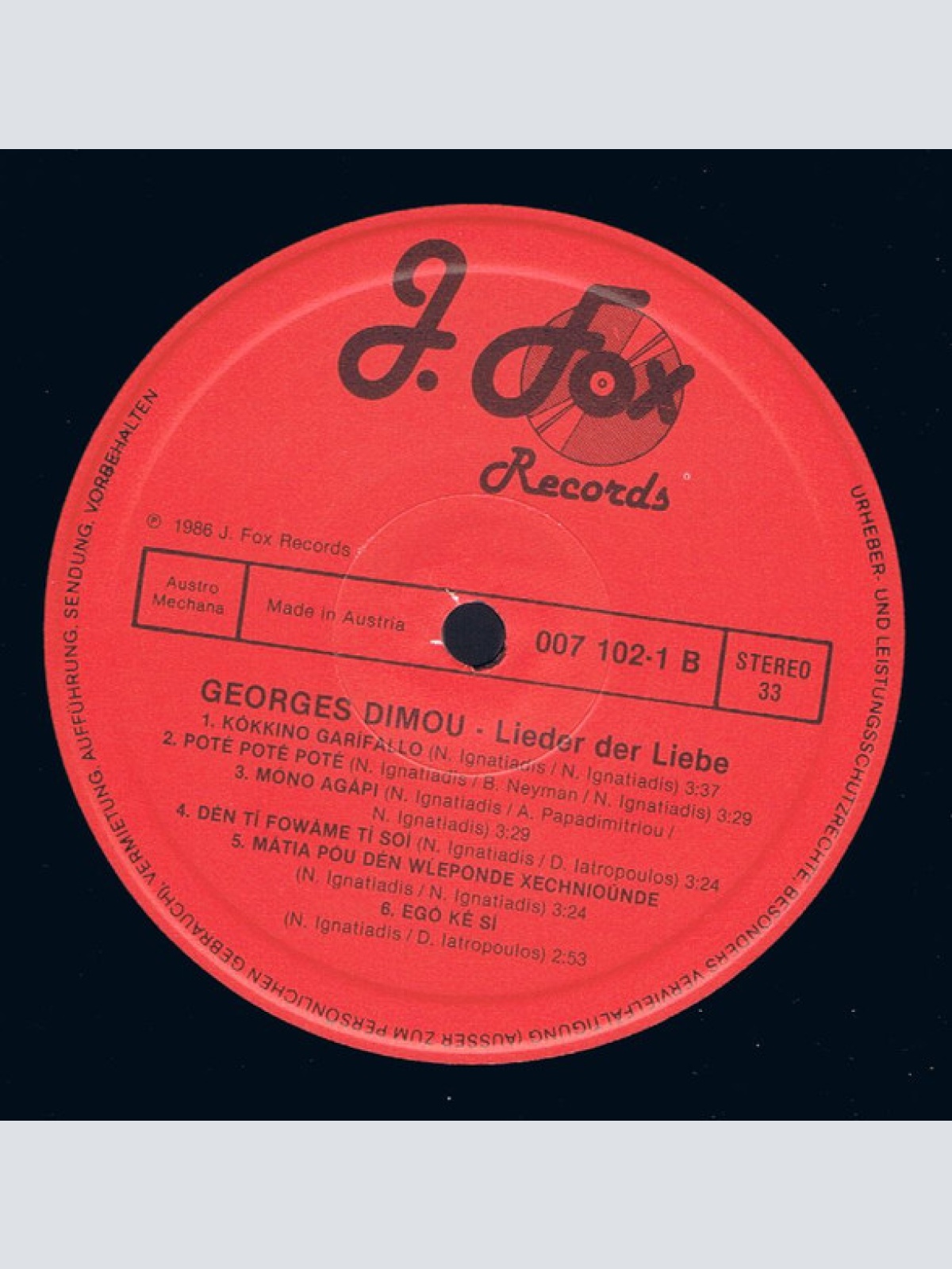 Vinyl / Georges Dimou - Lieder Der Liebe