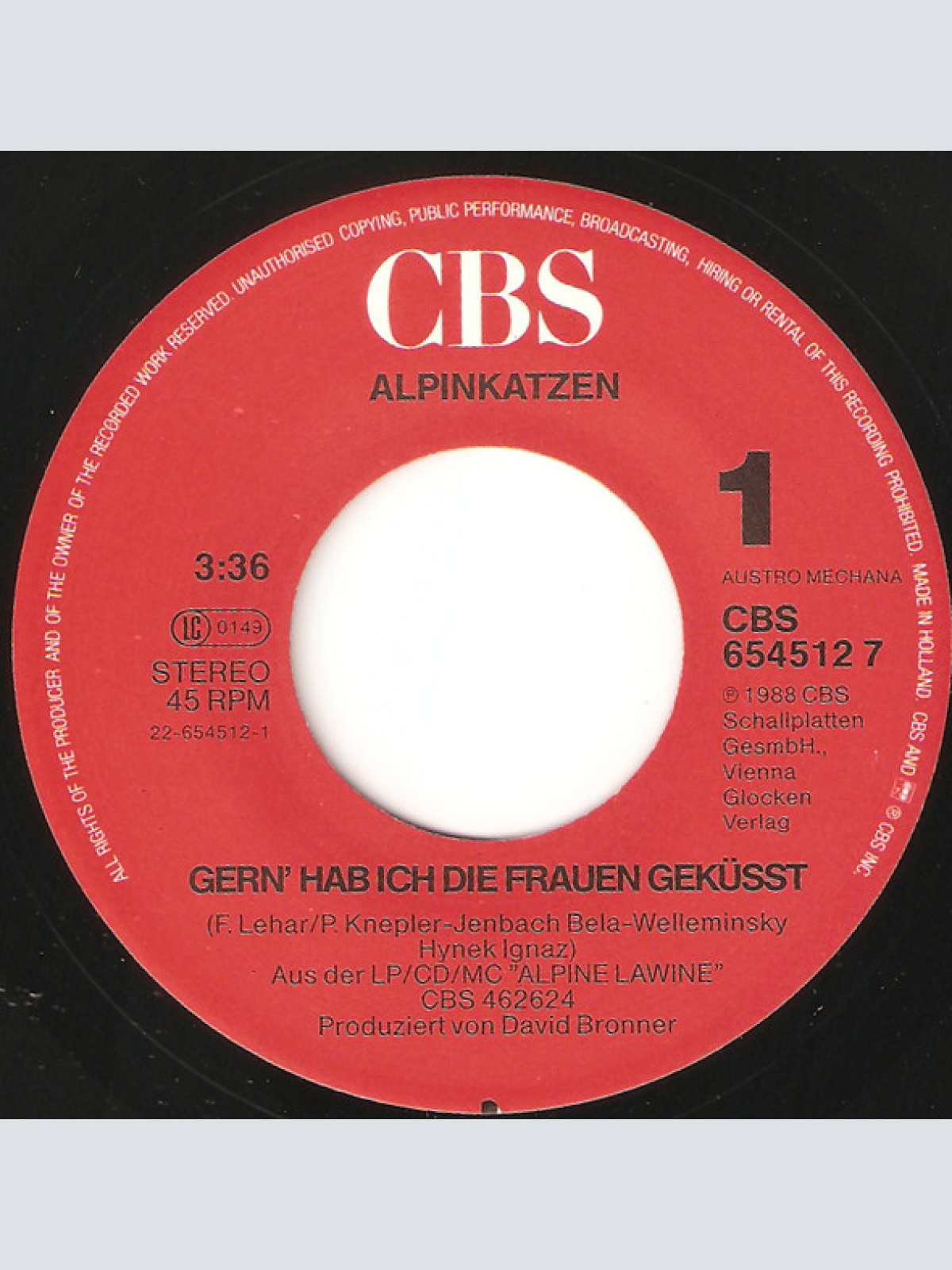 Vinyl / Alpinkatzen - Gern' Hab Ich Die Frauen Geküsst