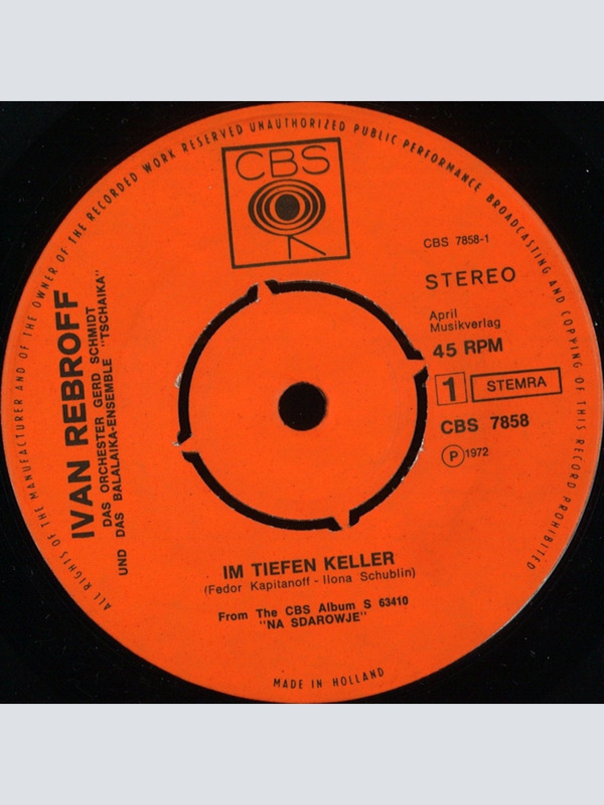 Vinyl / Ivan Rebroff - Der Trunkene Pope / Im Tiefen Keller