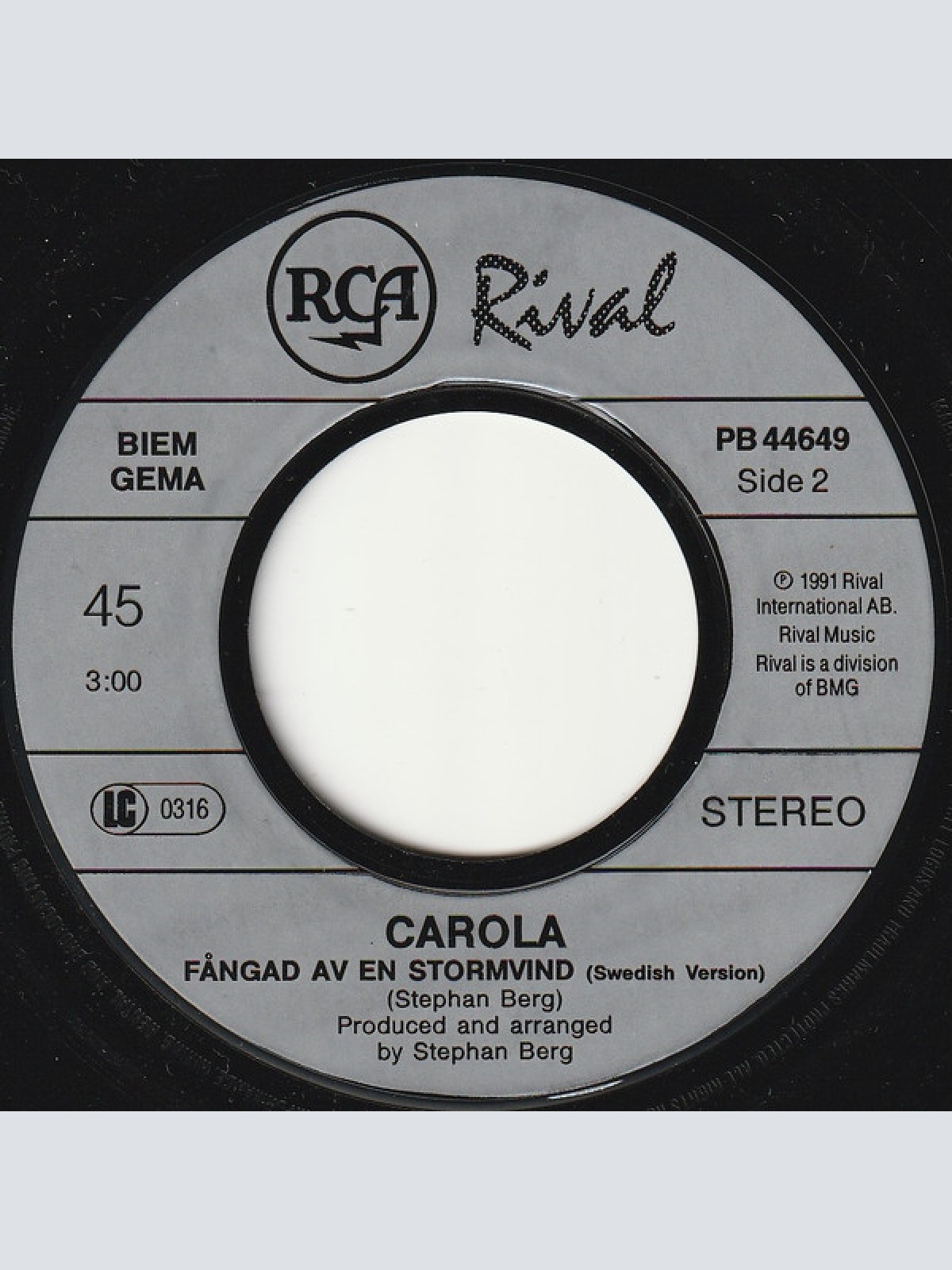 Vinyl / Carola (3) - Captured By A Lovestorm