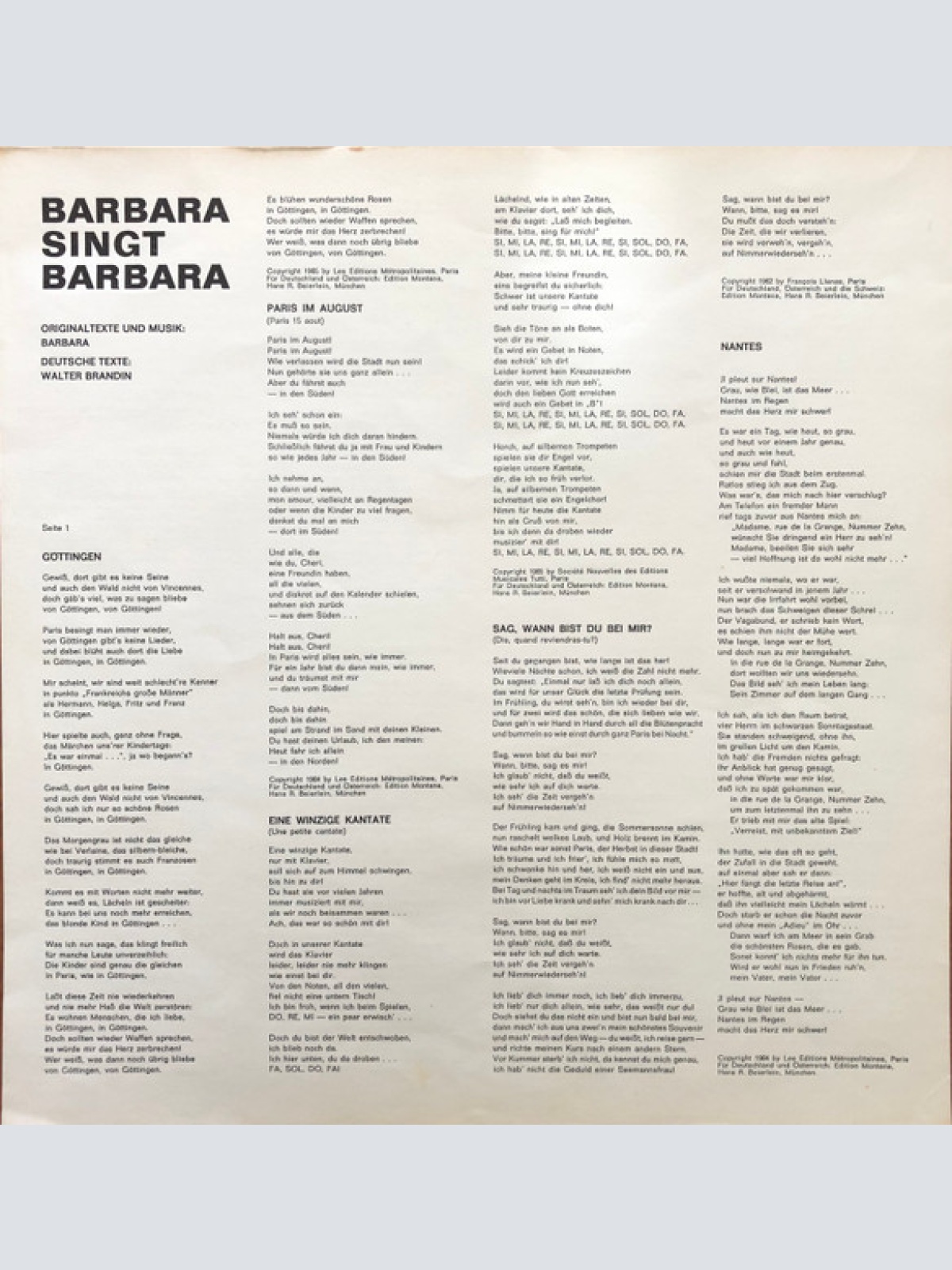 Vinyl / Barbara (5) - Barbara Singt Barbara