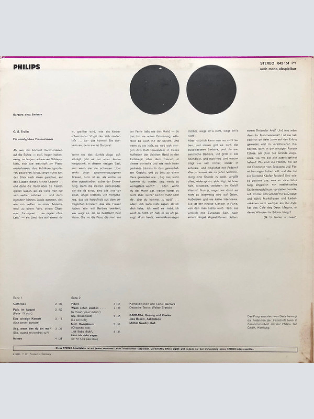 Vinyl / Barbara (5) - Barbara Singt Barbara