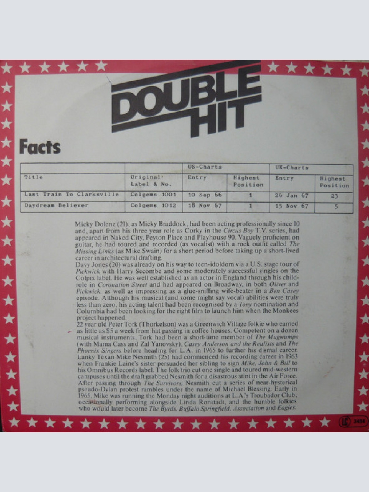 Vinyl / The Monkees - Daydream Believer / Last Train To Clarksville