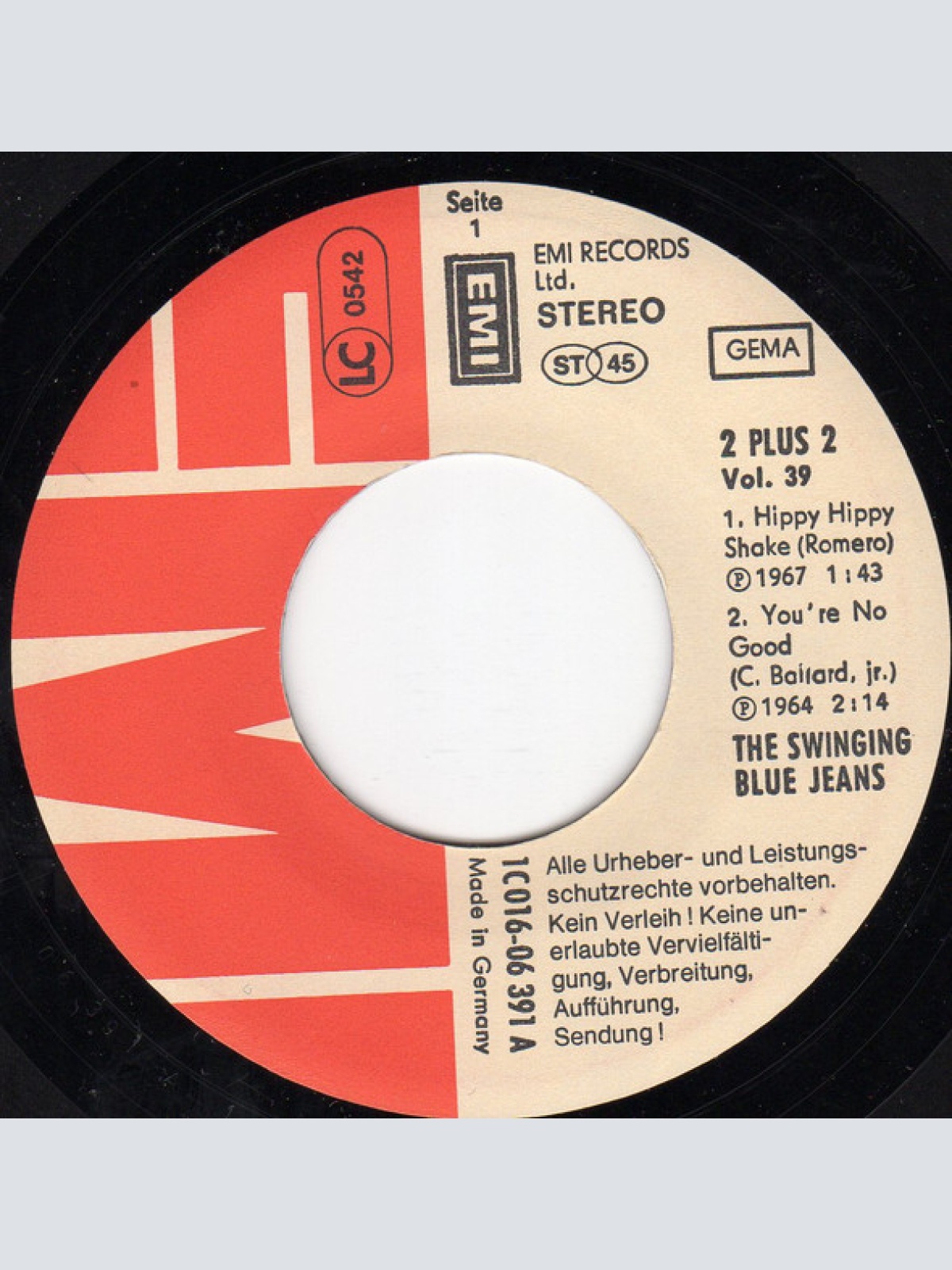 Vinyl / The Swinging Blue Jeans - Hippy Hippy Shake / You're No Good / Good Golly Miss Molly / Lawdy Miss Clawdy